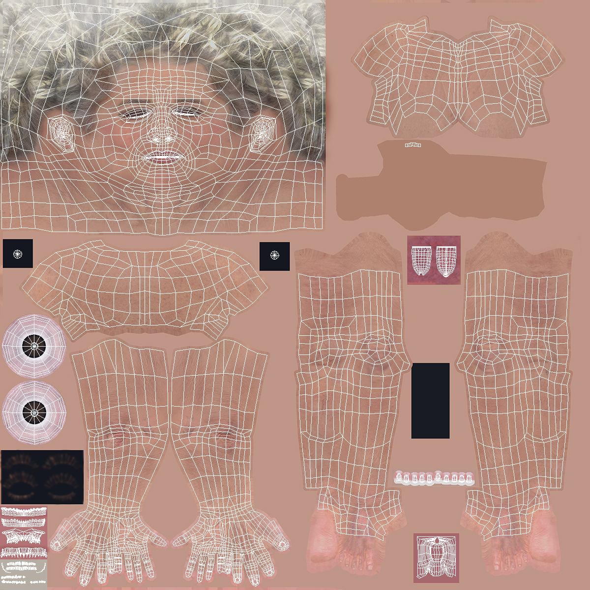 3D Asian Grandma Wearing Pajamas Rigged