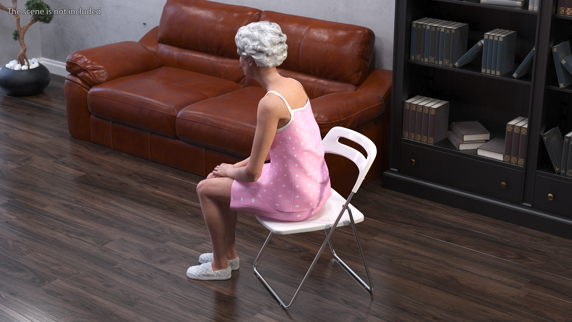 3D Asian Grandma Wearing Pajamas Rigged