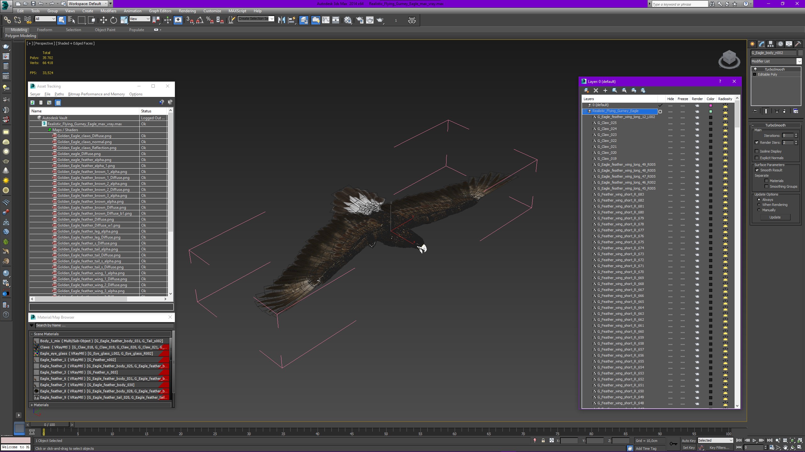 Realistic Flying Gurney Eagle 3D model