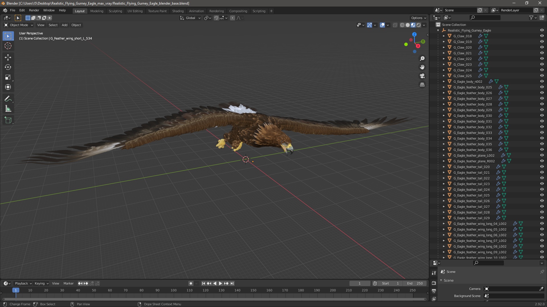 Realistic Flying Gurney Eagle 3D model