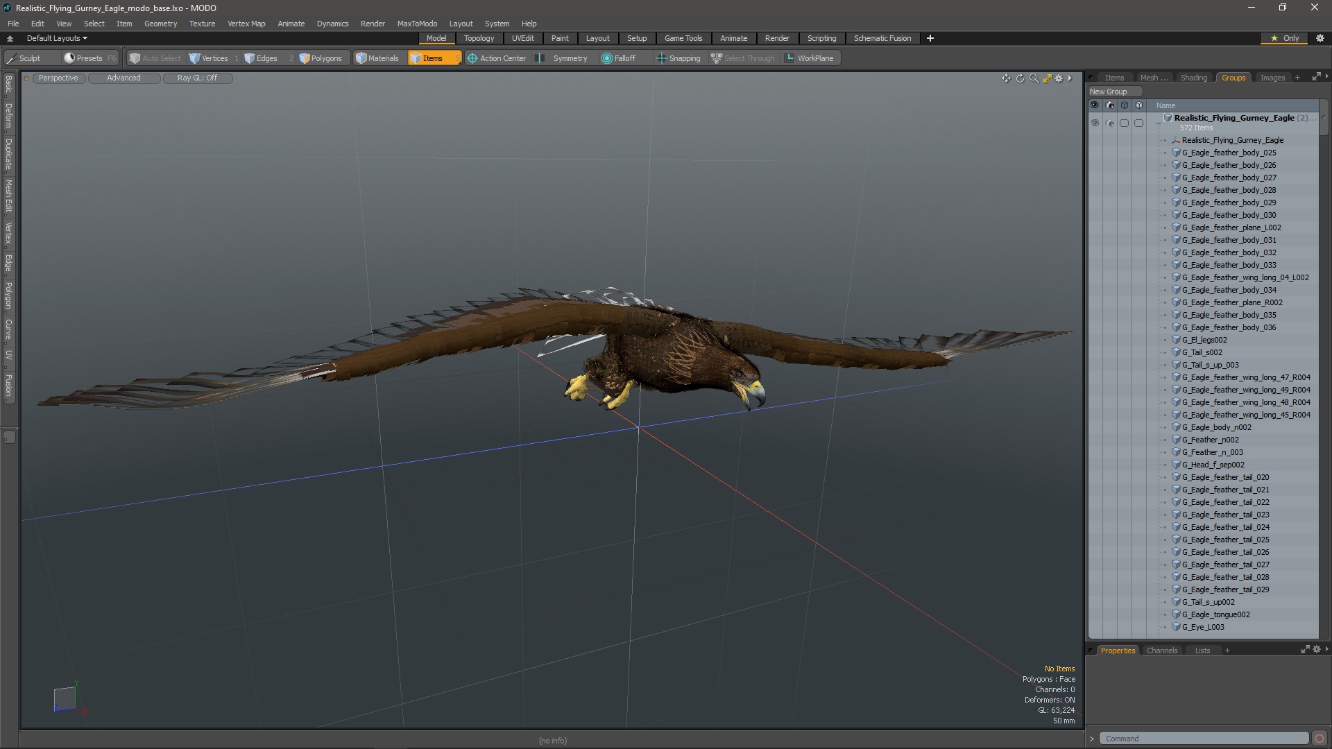 Realistic Flying Gurney Eagle 3D model