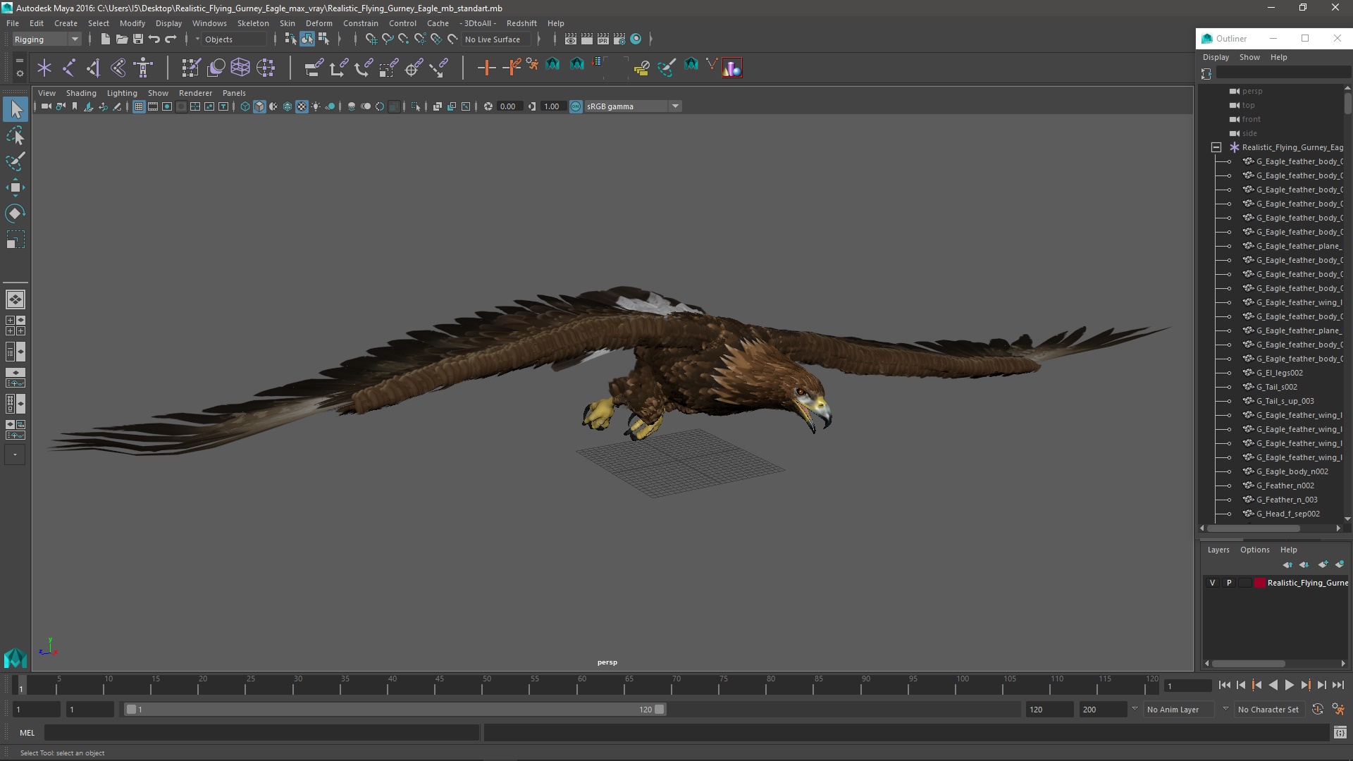 Realistic Flying Gurney Eagle 3D model