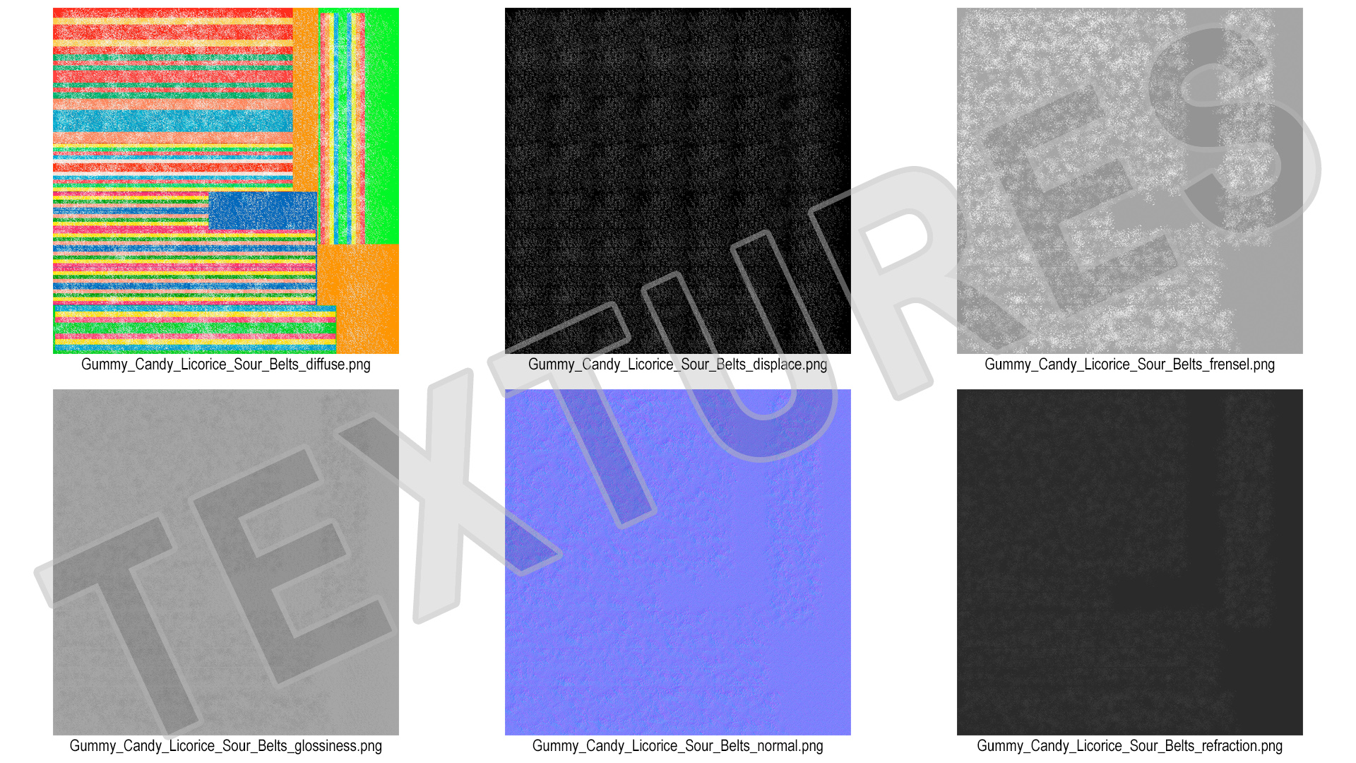 3D Multicolor Sugar Coated Licorice Candy Belt model