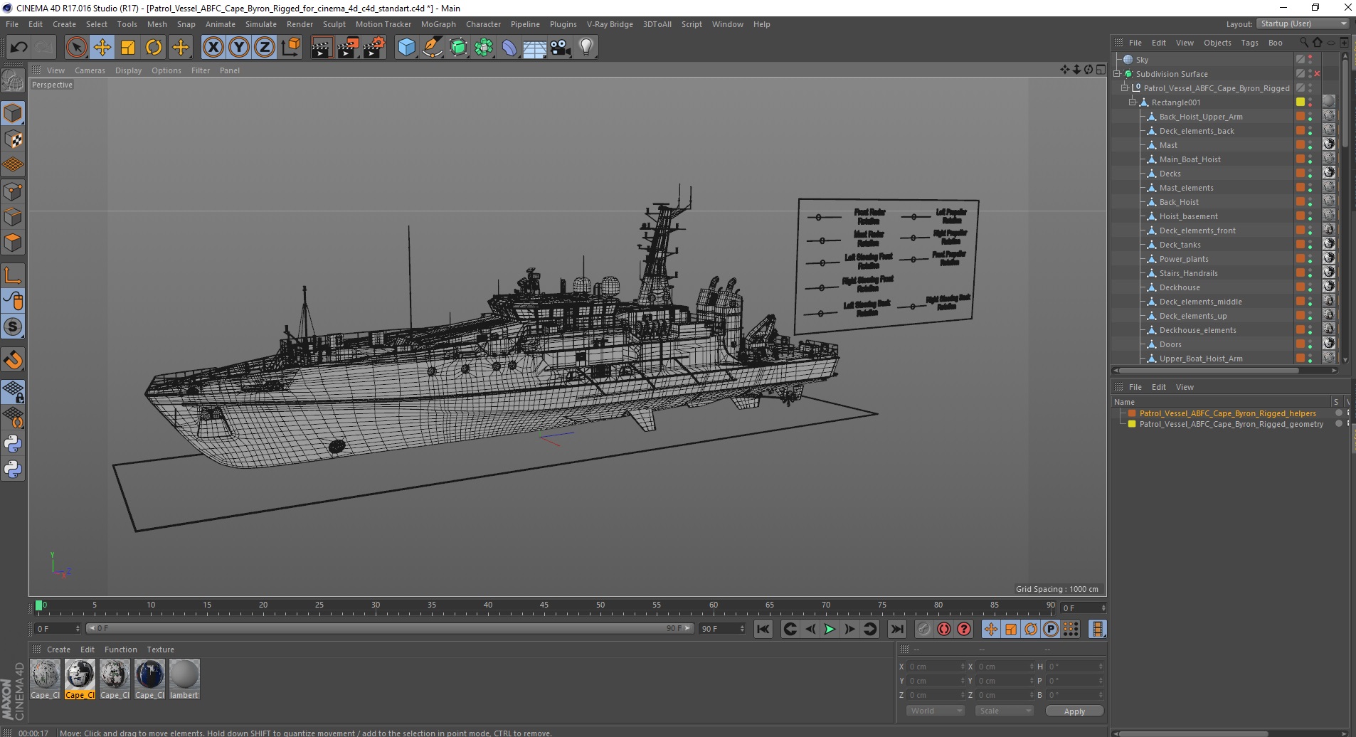 3D model Patrol Vessel ABFC Cape Byron Rigged for Cinema 4D