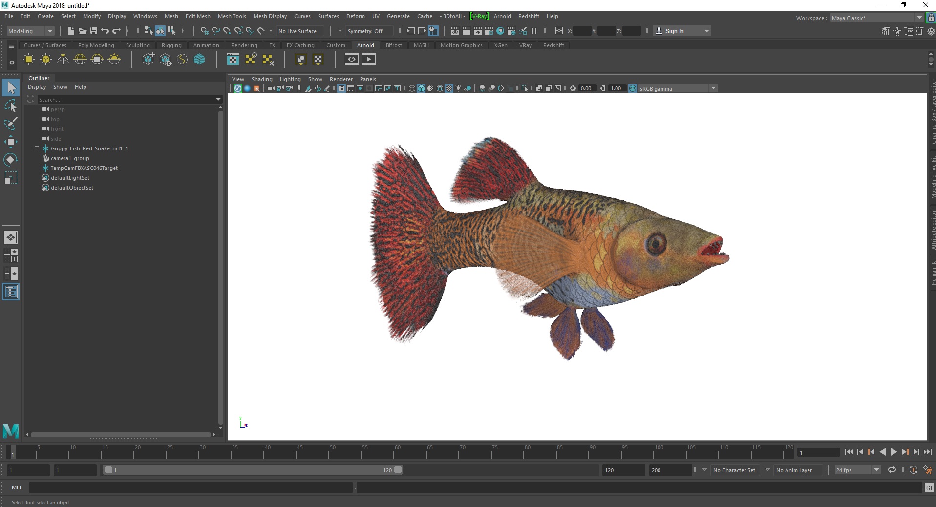 3D model Guppy Fish Red Snake