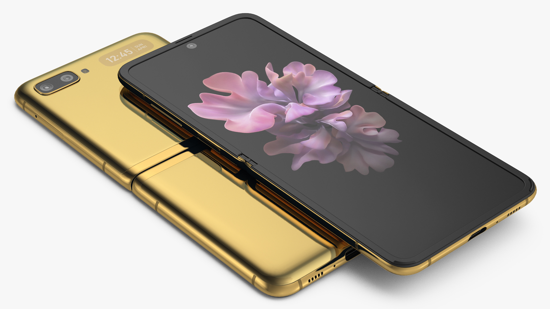 3D model Samsung Galaxy Z Flip Mirror Gold Rigged