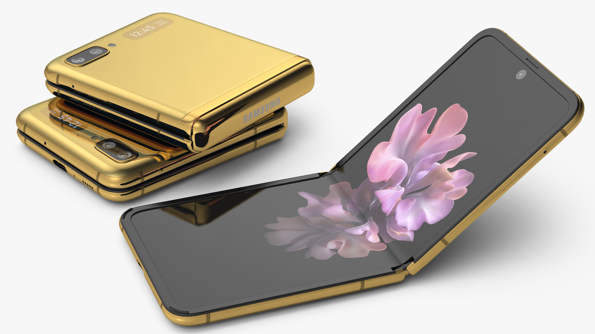 3D model Samsung Galaxy Z Flip Mirror Gold Rigged