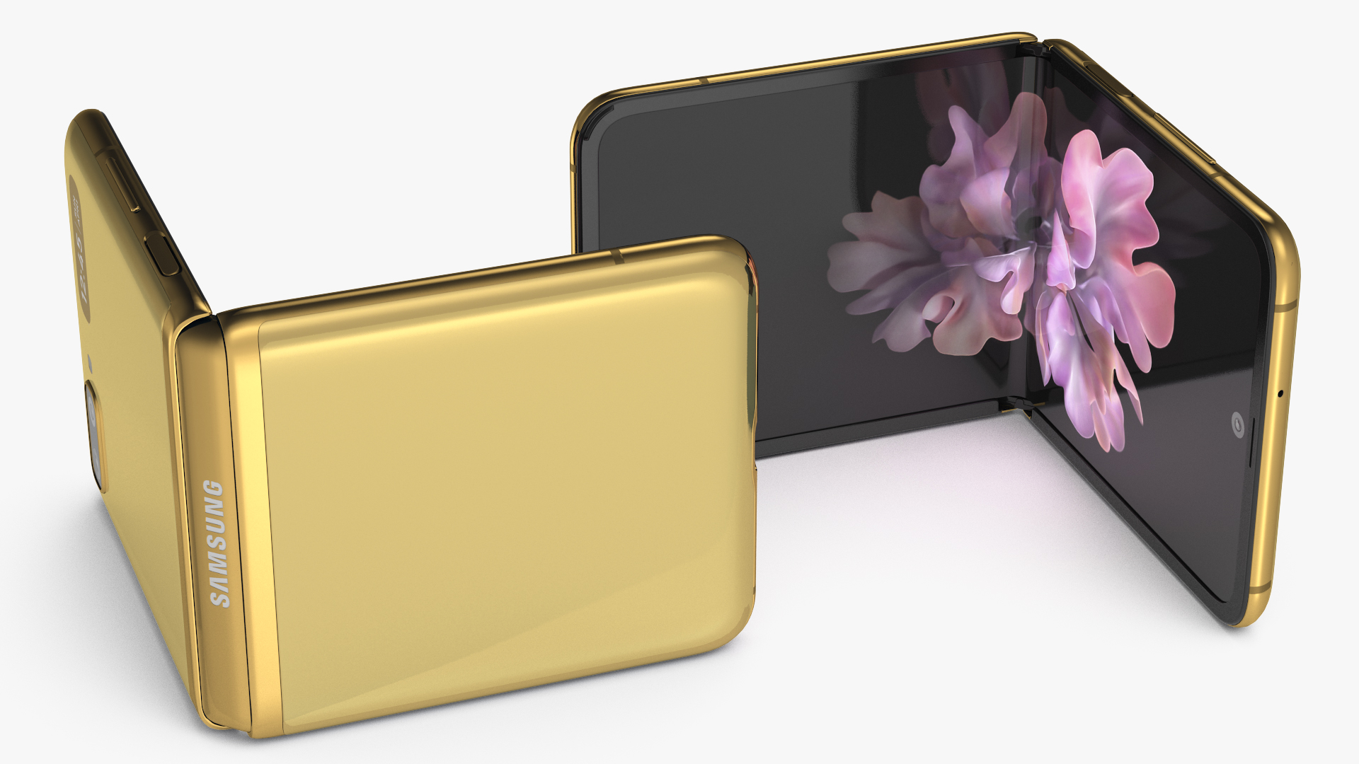 3D model Samsung Galaxy Z Flip Mirror Gold Rigged