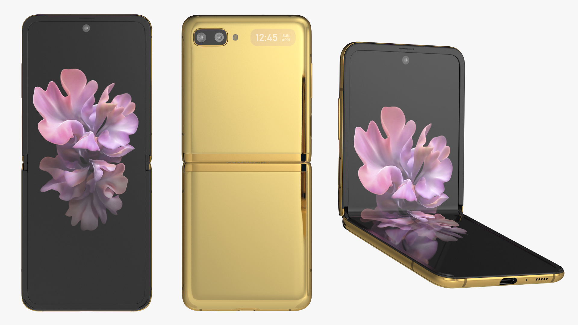 3D model Samsung Galaxy Z Flip Mirror Gold Rigged