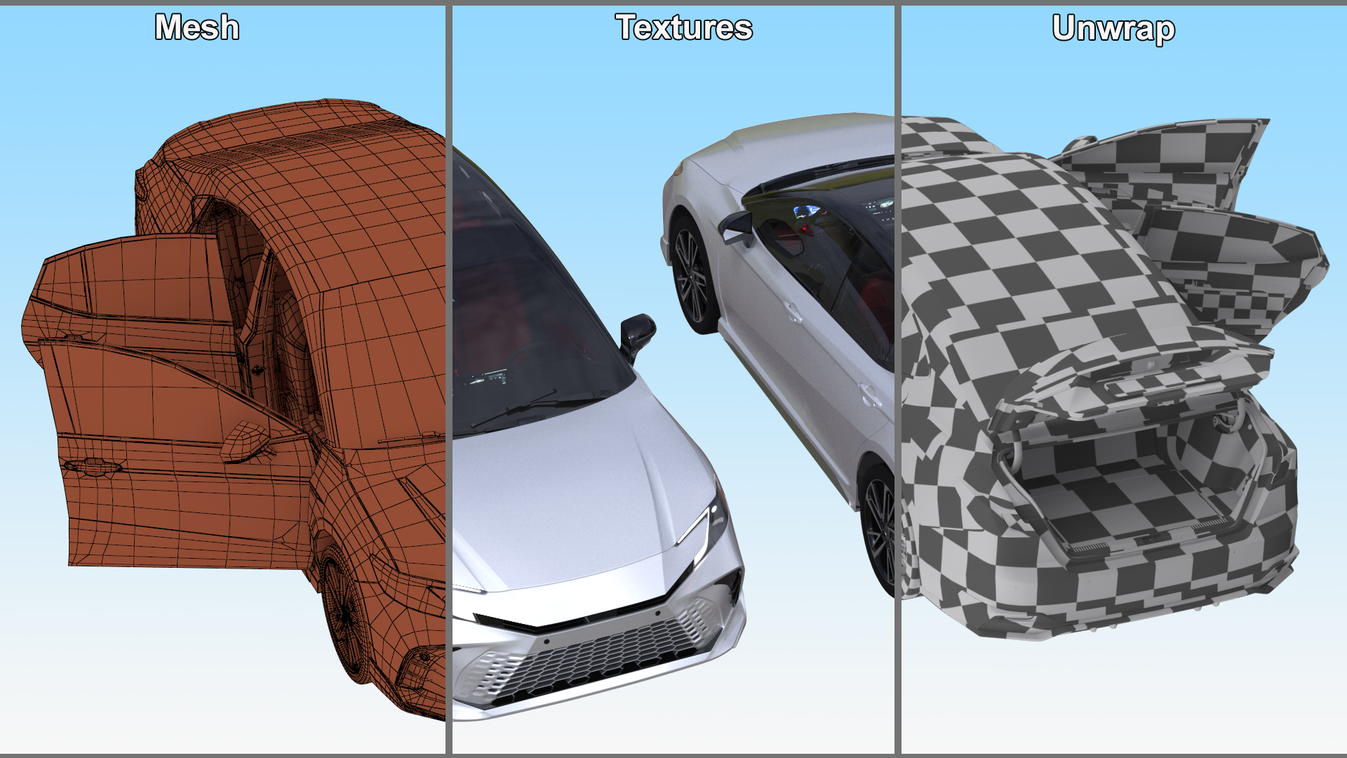 3D 2025 Sedan White