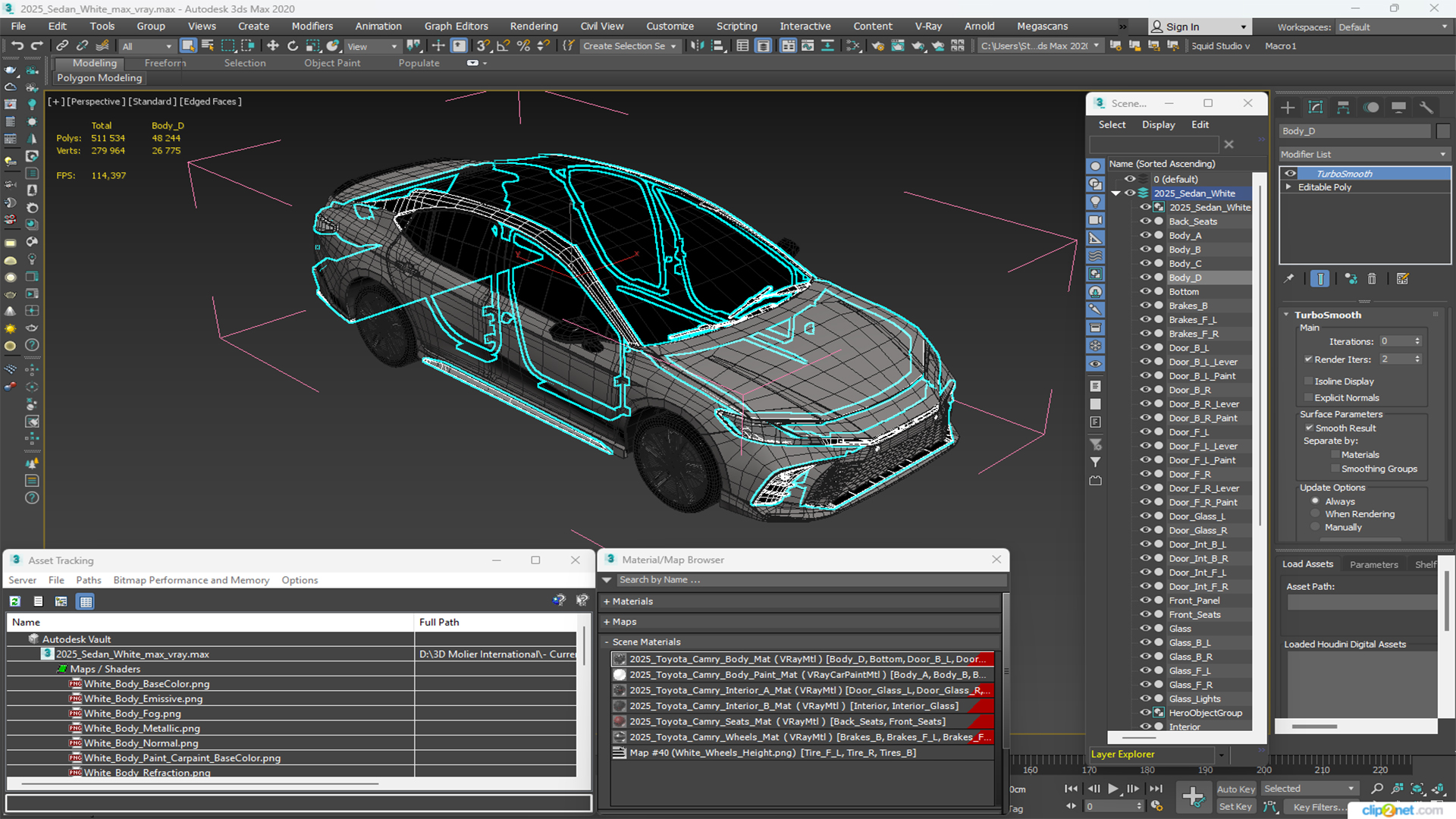 3D 2025 Sedan White