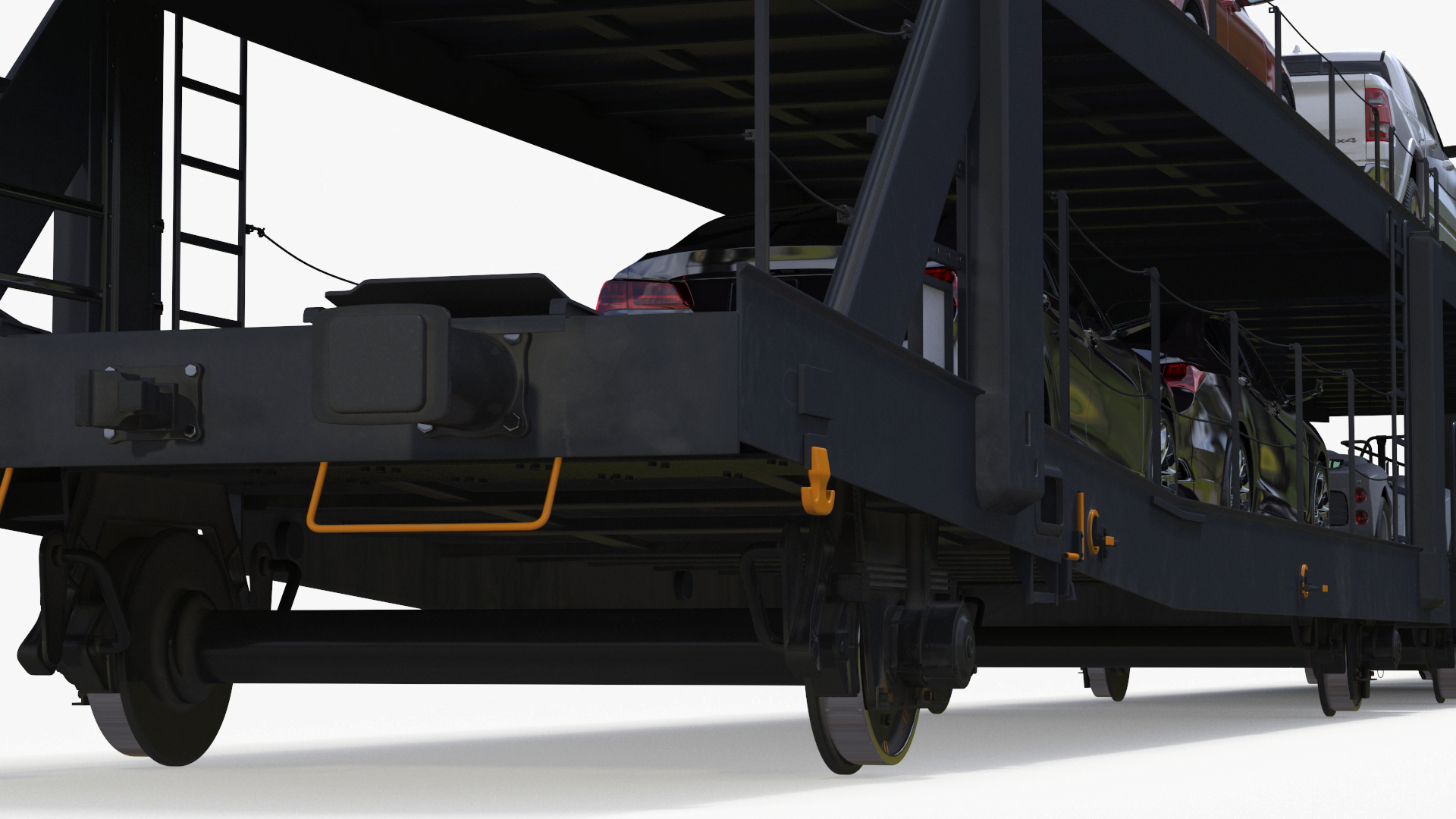 3D Locomotive with Car Transporter Loaded model