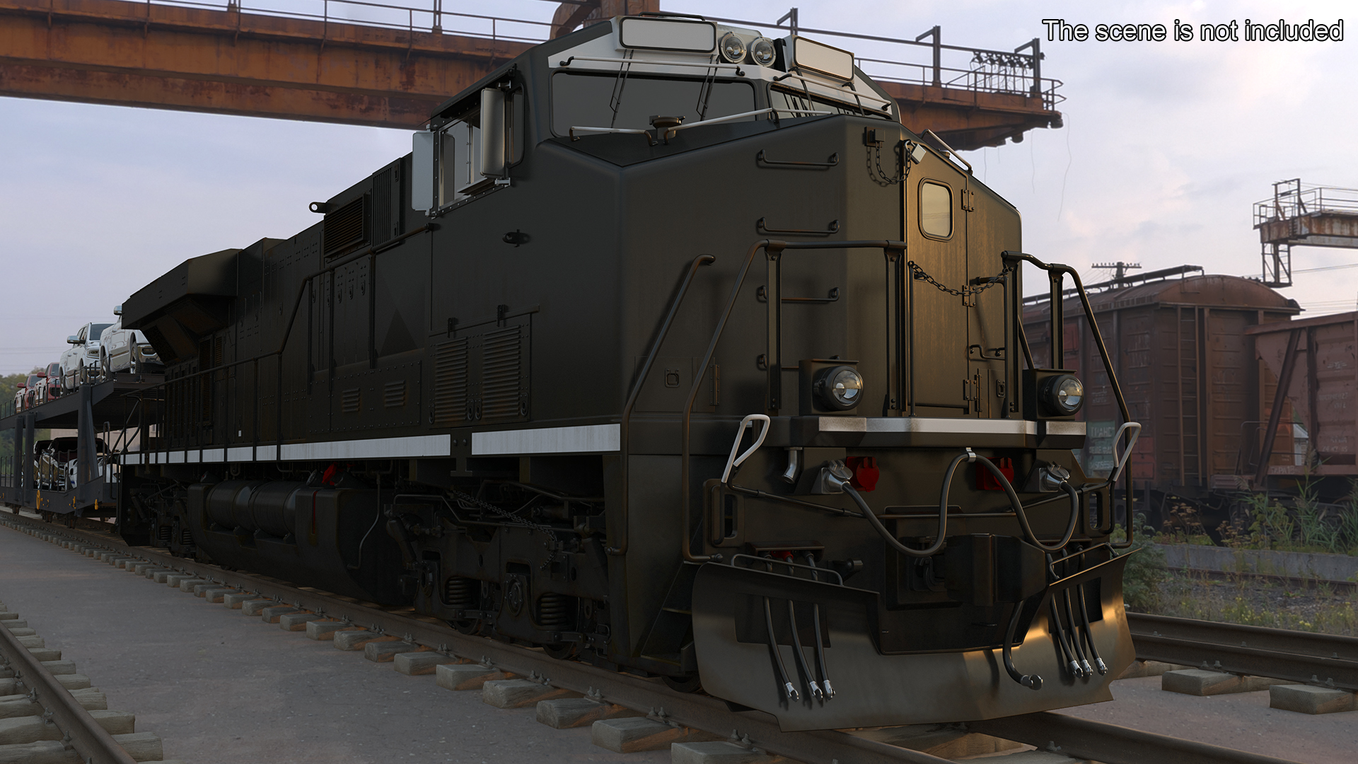 3D Locomotive with Car Transporter Loaded model