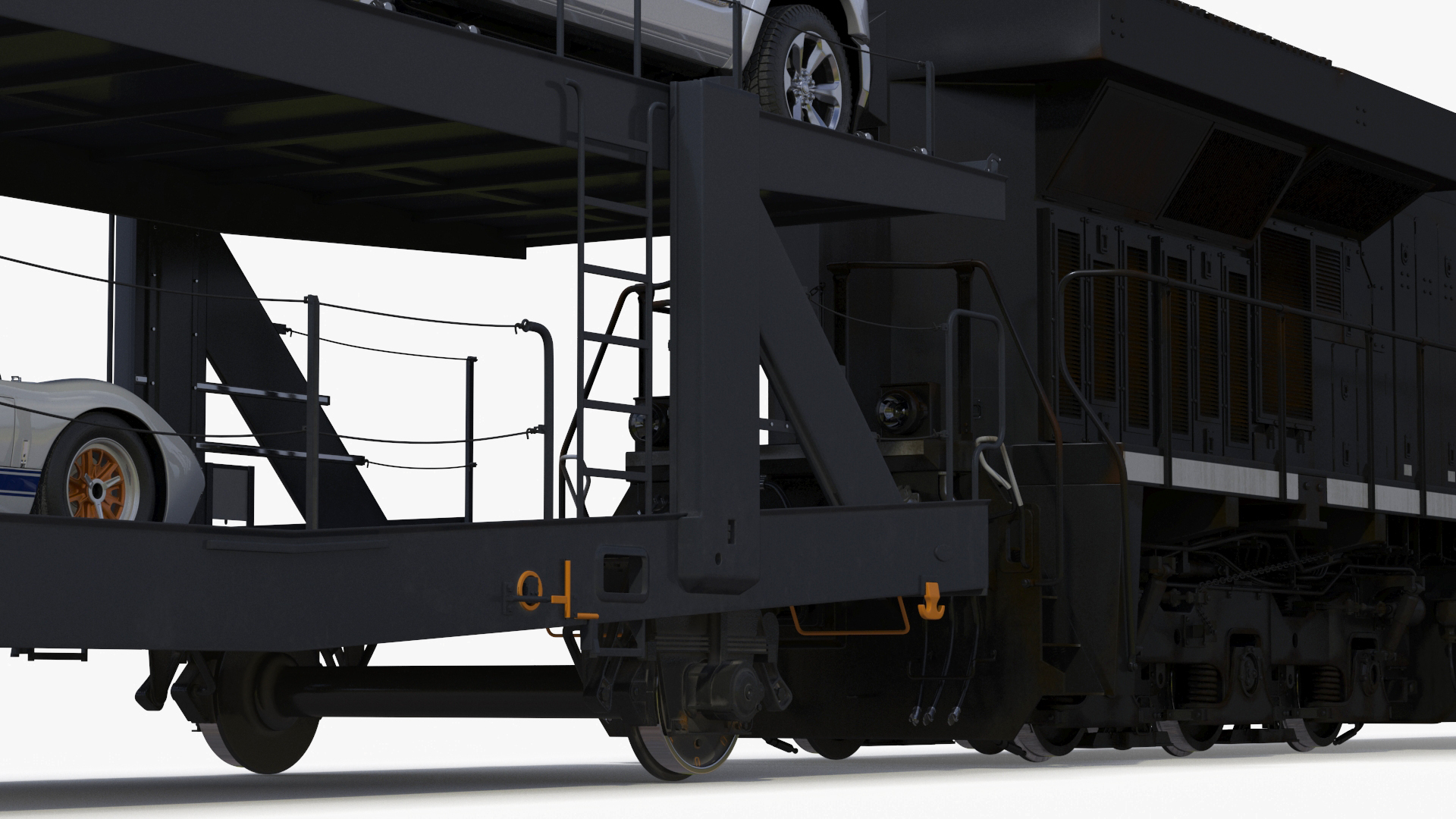 3D Locomotive with Car Transporter Loaded model