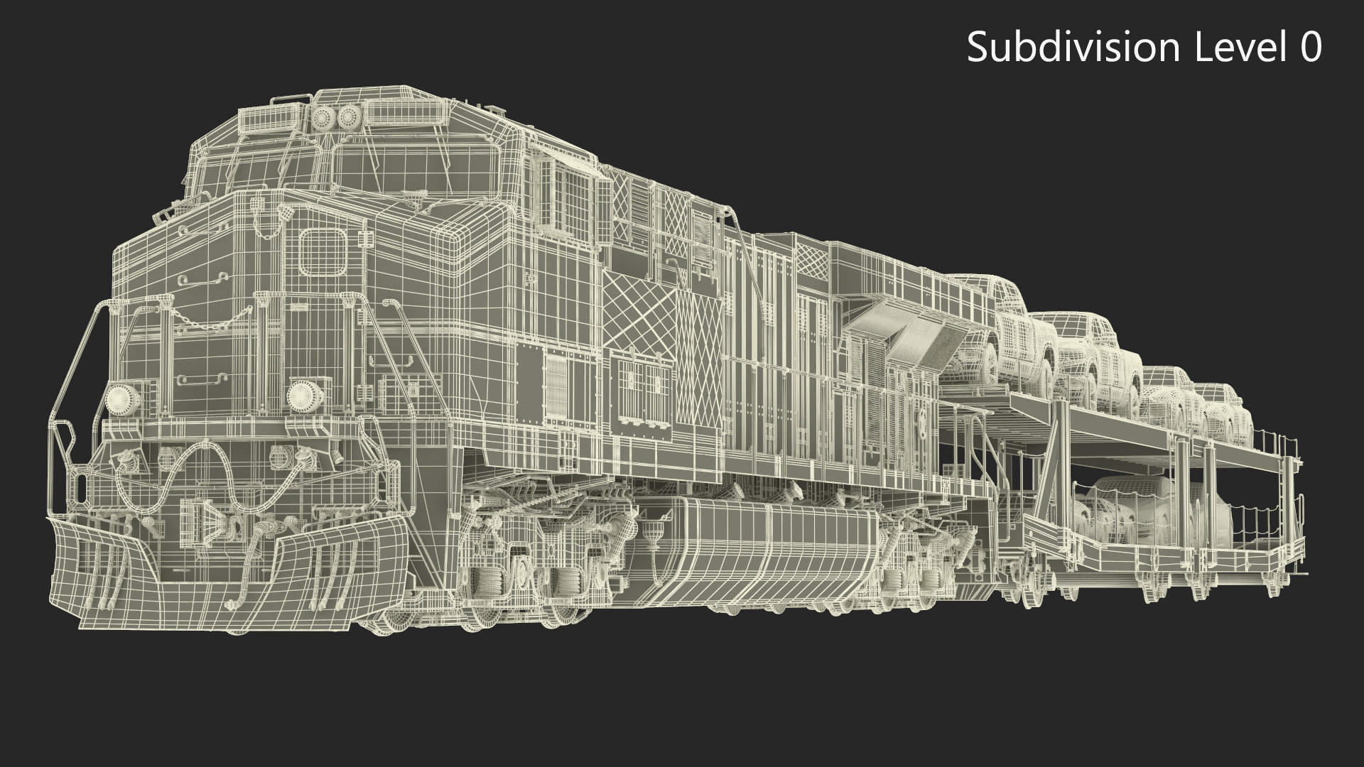 3D Locomotive with Car Transporter Loaded model