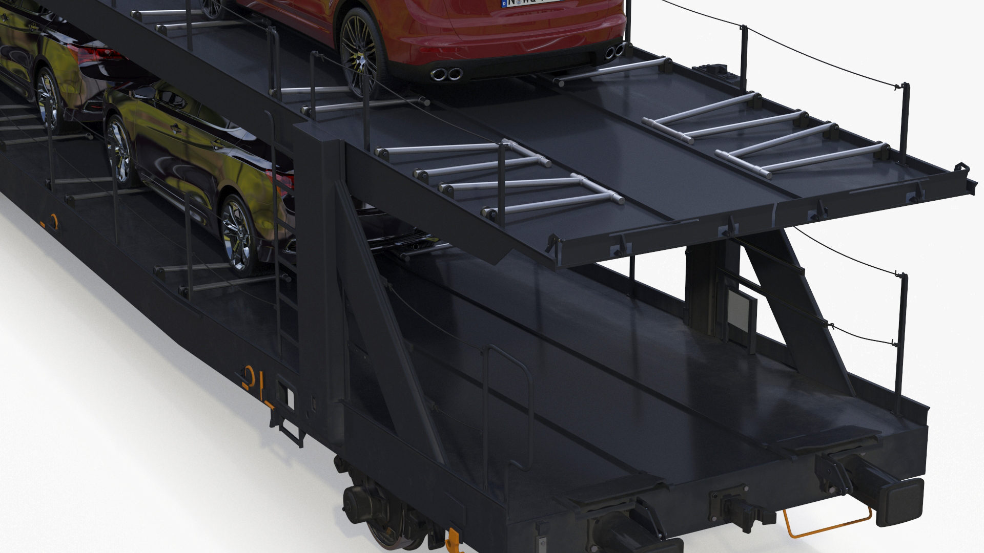 3D Locomotive with Car Transporter Loaded model