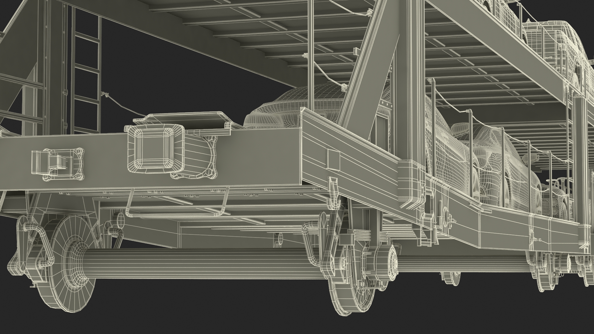 3D Locomotive with Car Transporter Loaded model