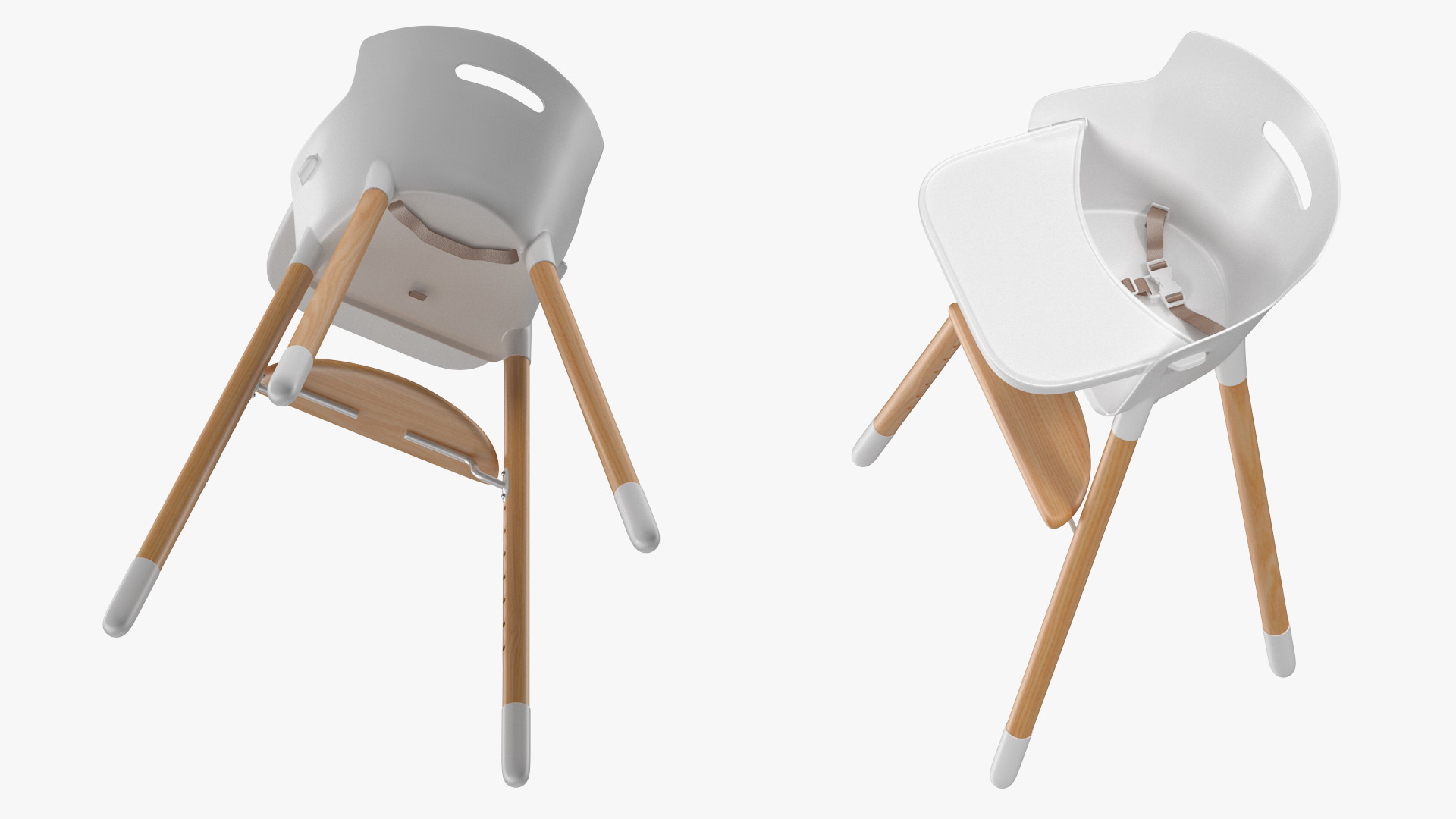 3D Wooden Adjustable Baby High Chair model