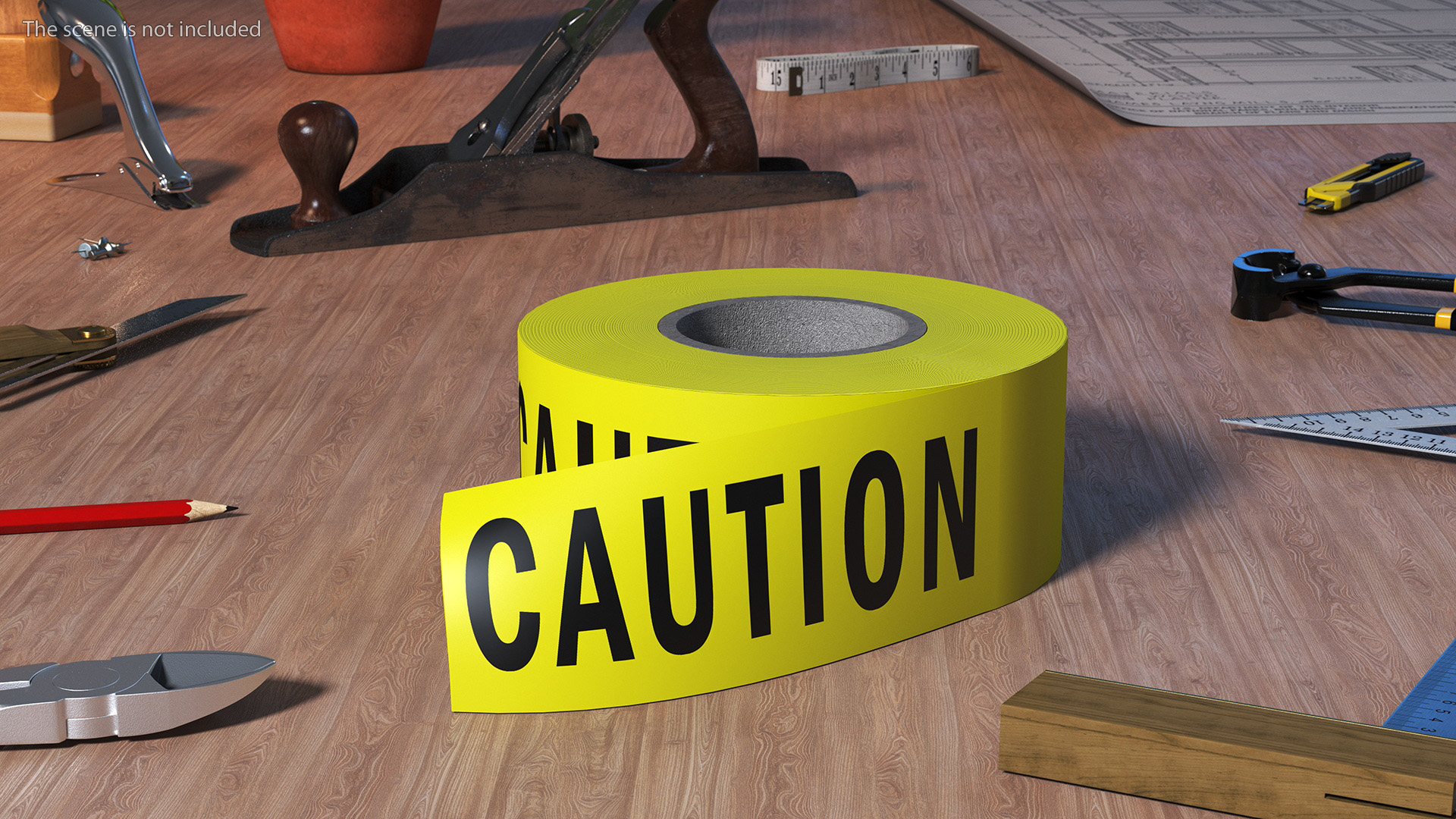 Yellow Caution Tape Roll 3D model