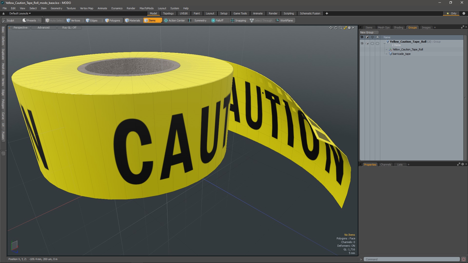 Yellow Caution Tape Roll 3D model