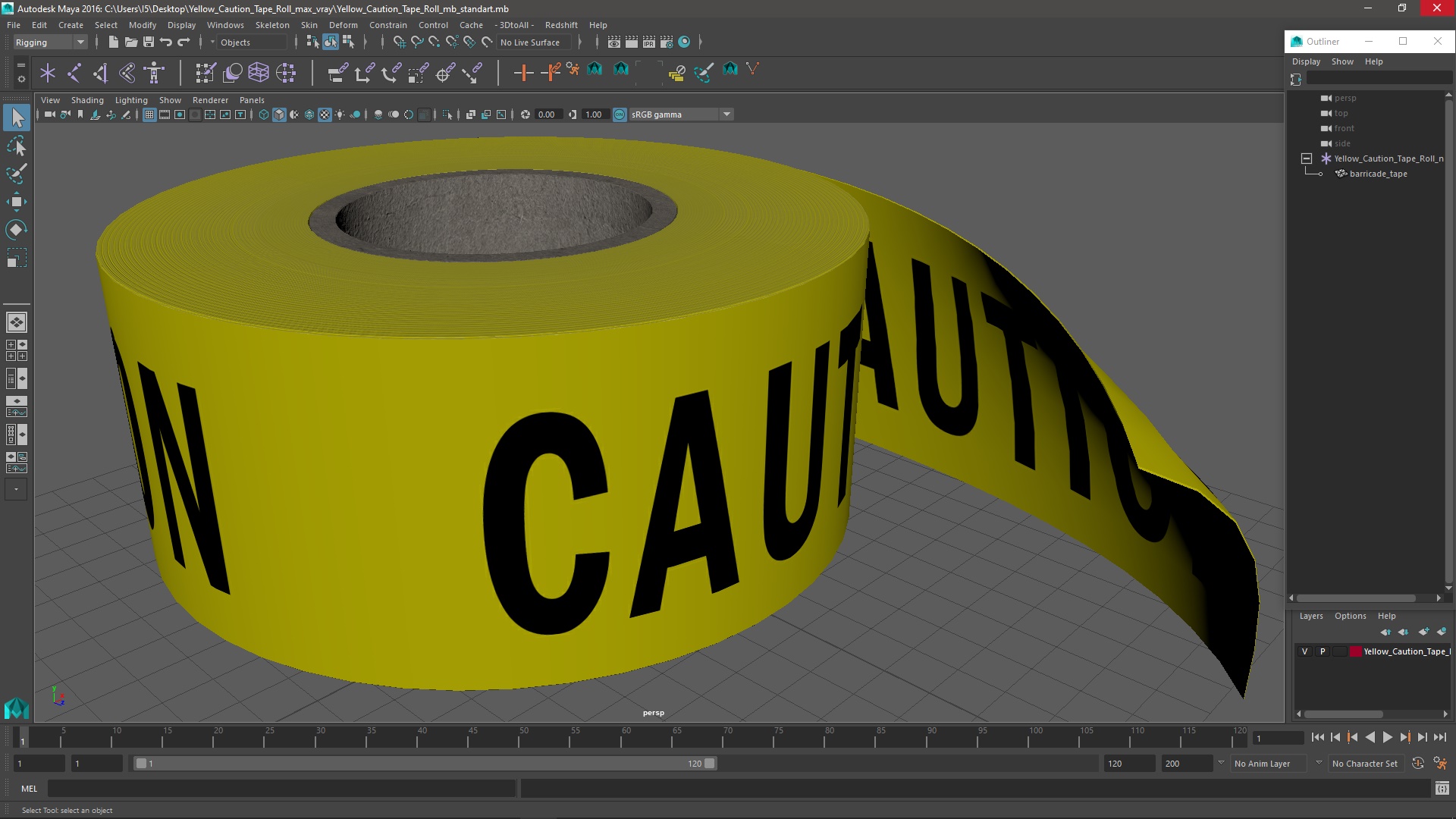 Yellow Caution Tape Roll 3D model