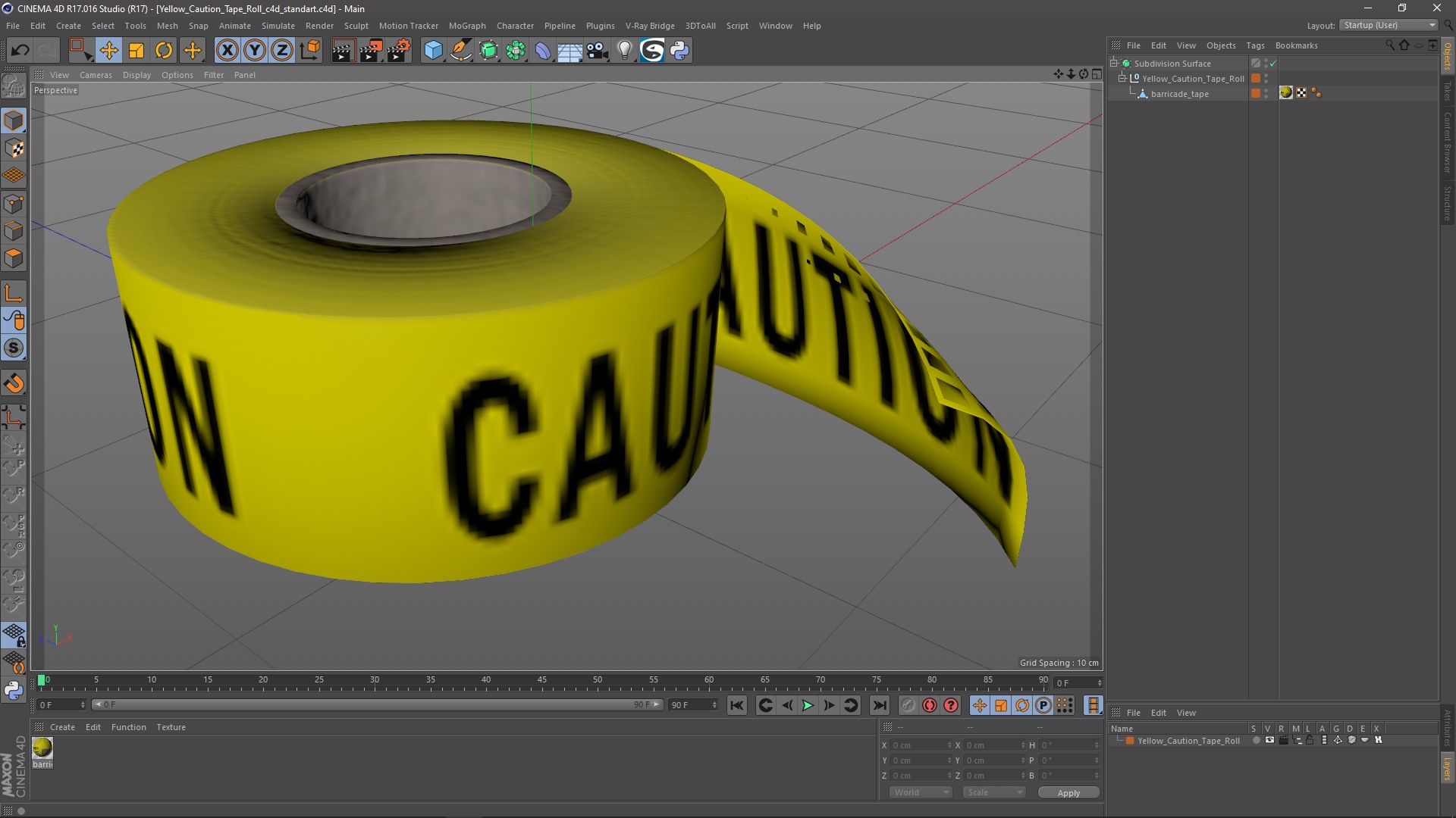 Yellow Caution Tape Roll 3D model