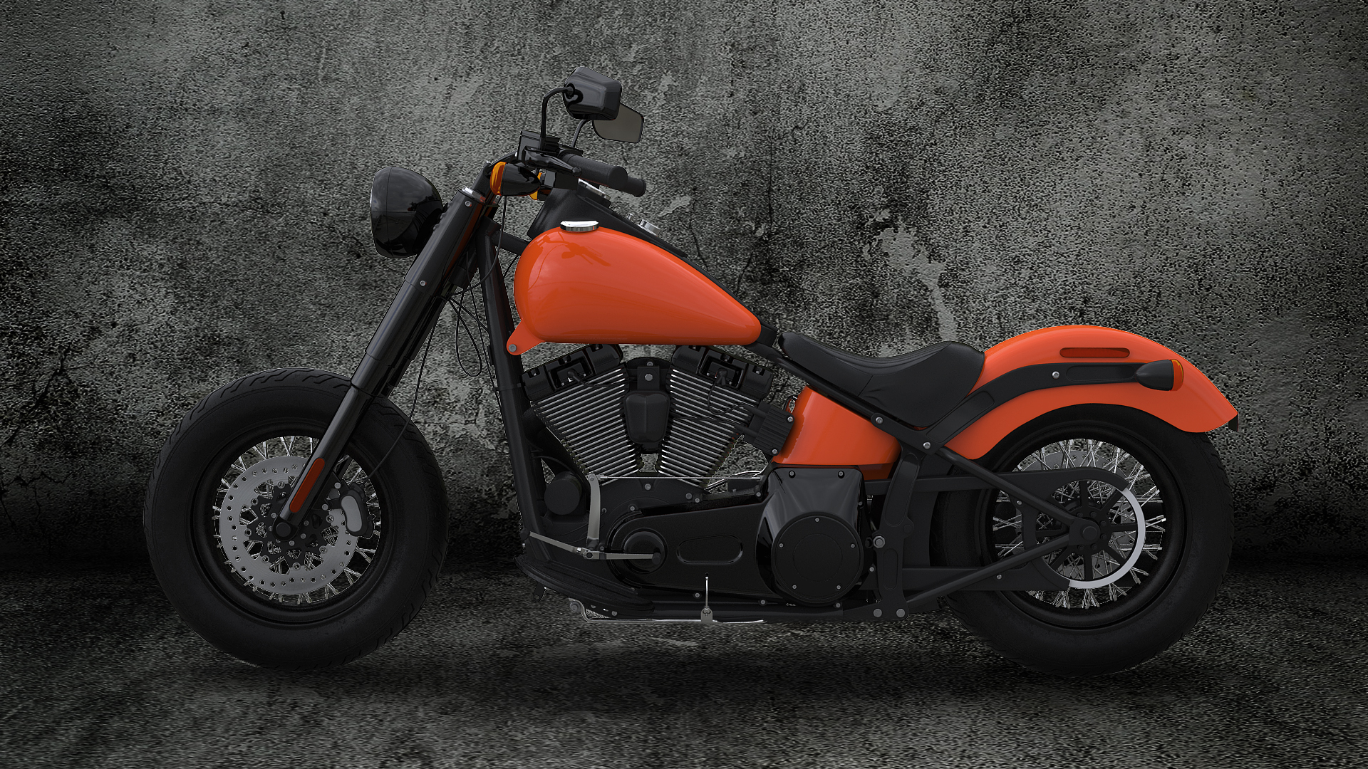 3D Classic Motorcycle Generic Rigged model