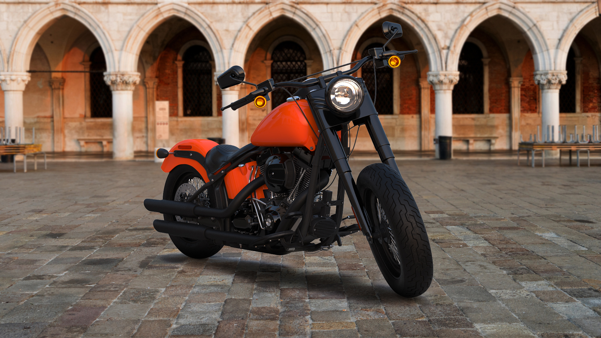 3D Classic Motorcycle Generic Rigged model