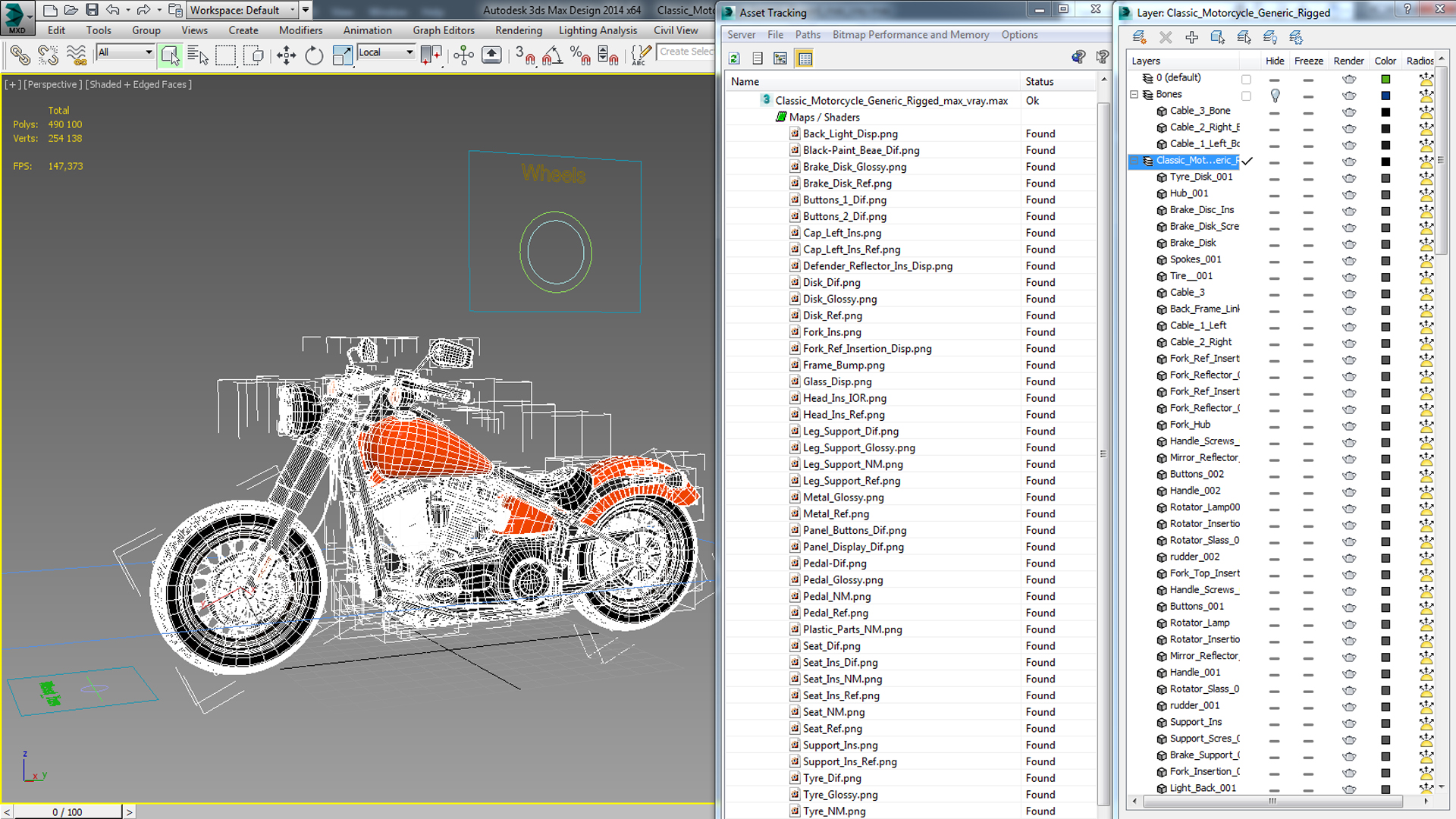 3D Classic Motorcycle Generic Rigged model