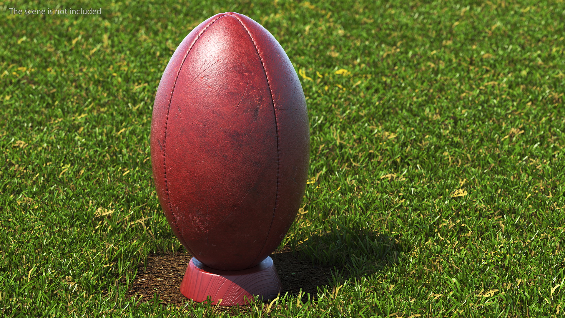3D Vintage Leather Rugby Ball on Kicking Tee
