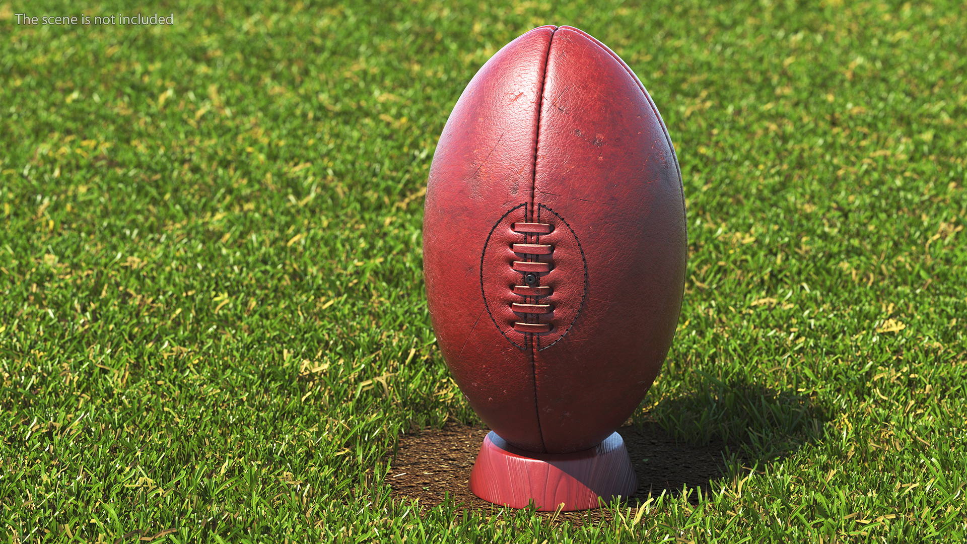 3D Vintage Leather Rugby Ball on Kicking Tee