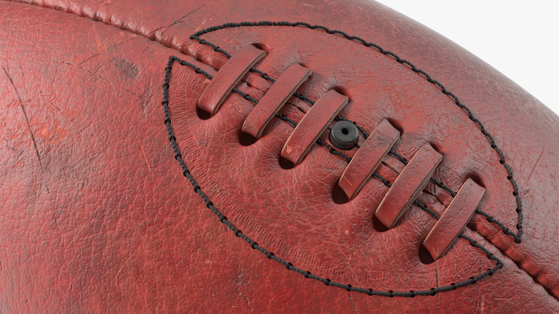 3D Vintage Leather Rugby Ball on Kicking Tee