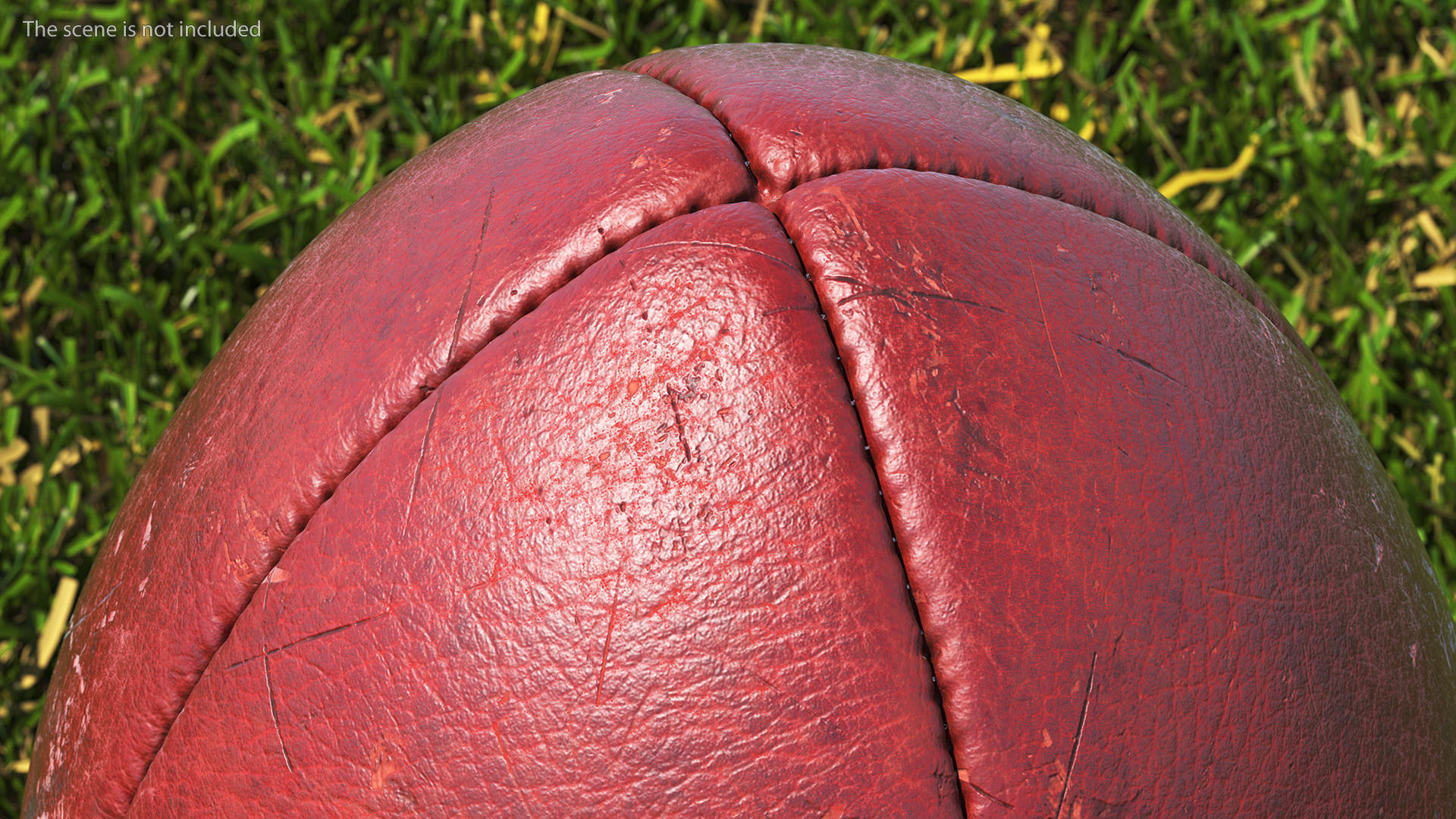 3D Vintage Leather Rugby Ball on Kicking Tee