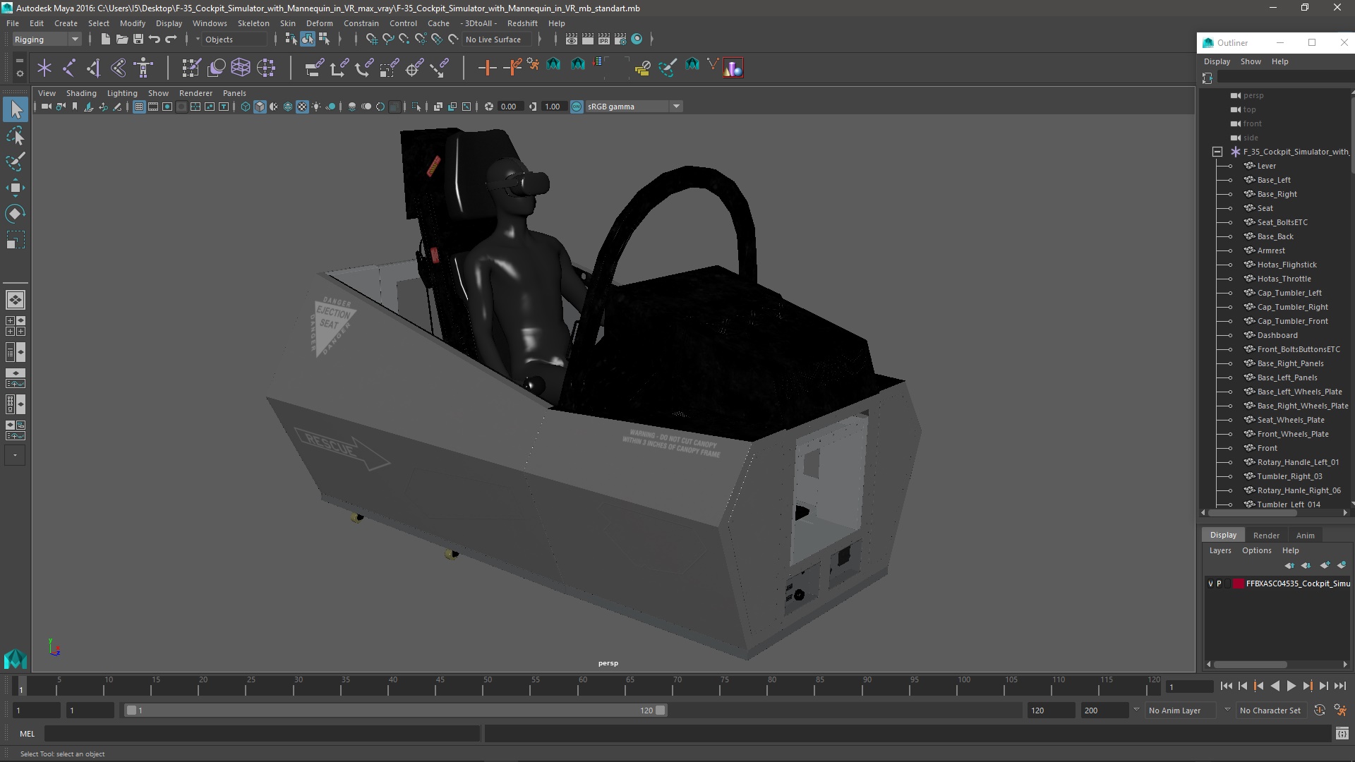 3D F-35 Cockpit Simulator with Mannequin in VR model