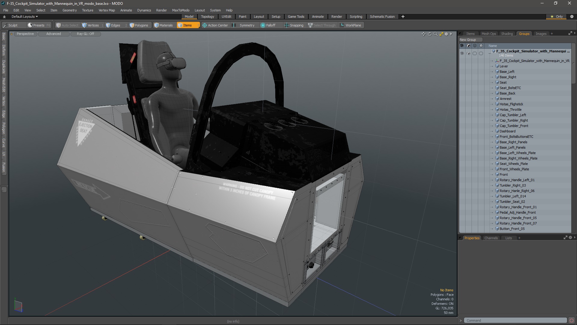 3D F-35 Cockpit Simulator with Mannequin in VR model