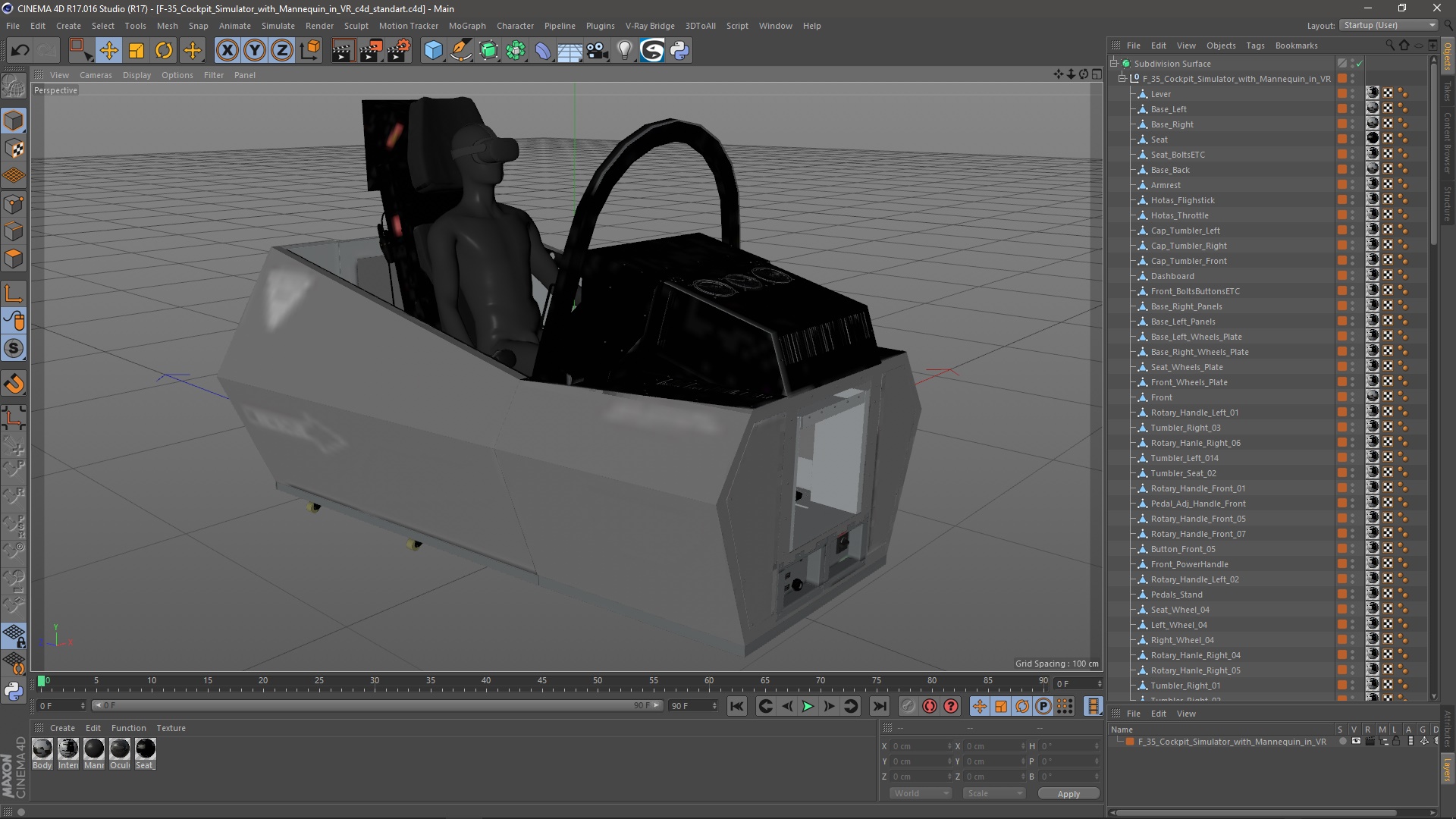 3D F-35 Cockpit Simulator with Mannequin in VR model