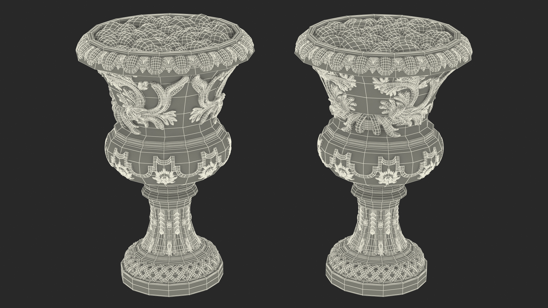 Planter Urn With Moss Garden h75 3D