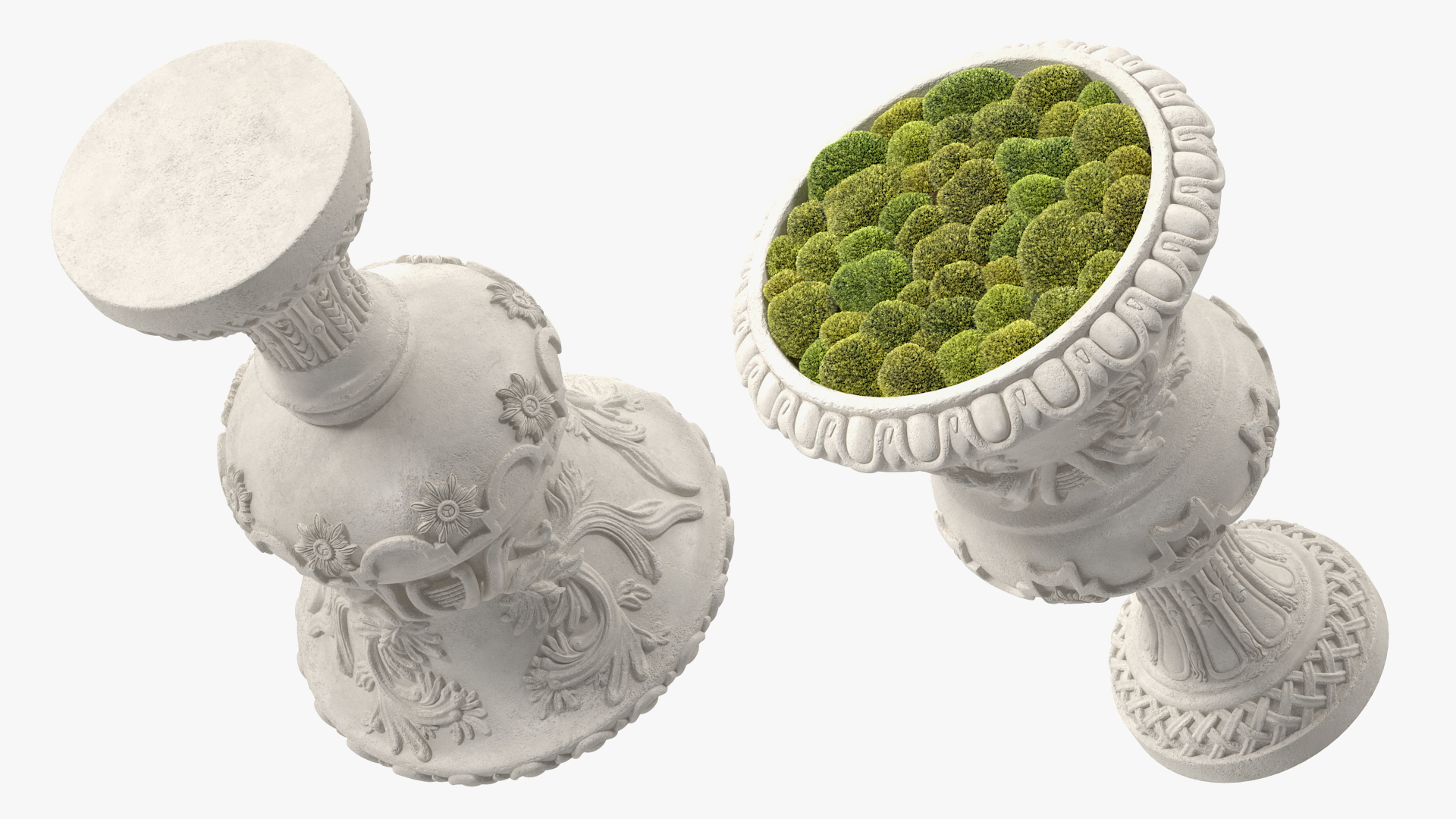 Planter Urn With Moss Garden h75 3D
