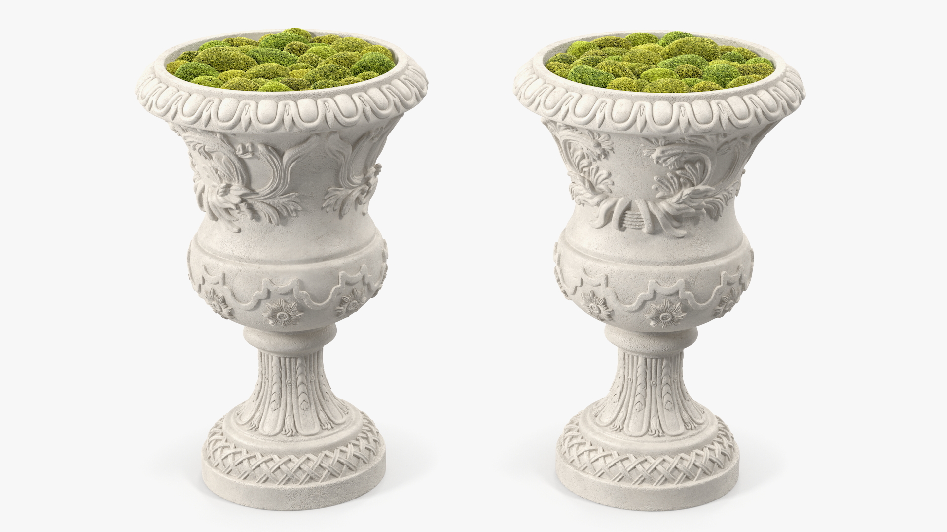 Planter Urn With Moss Garden h70 3D