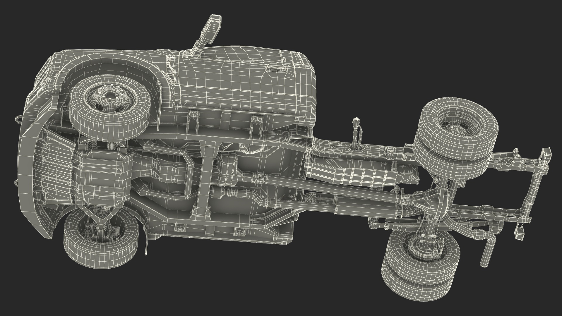 3D Two Doors Chassis Cab Black Rigged for Maya model