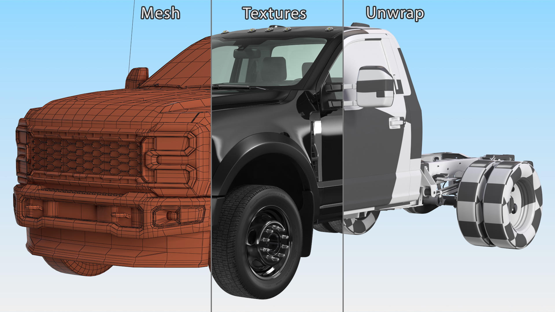 3D Two Doors Chassis Cab Black Rigged for Maya model