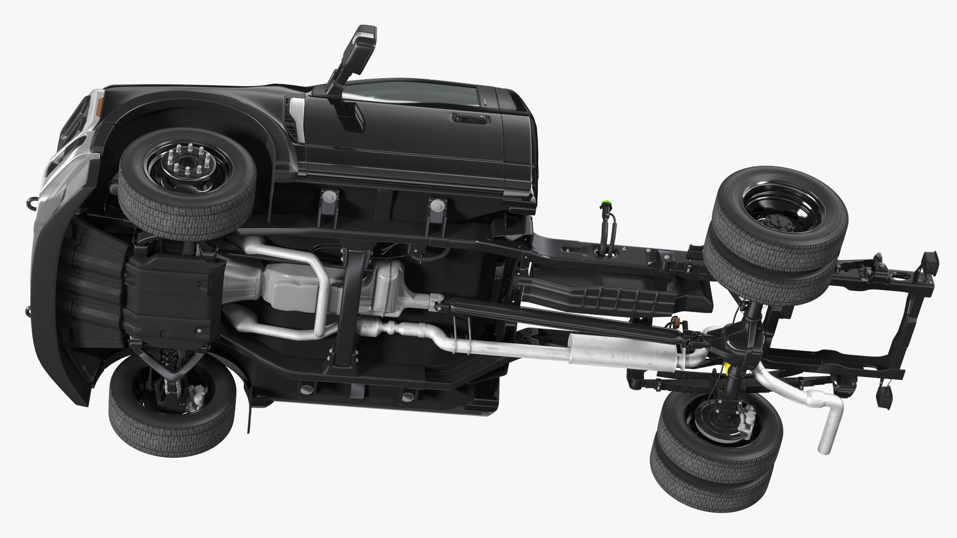 3D Two Doors Chassis Cab Black Rigged for Maya model
