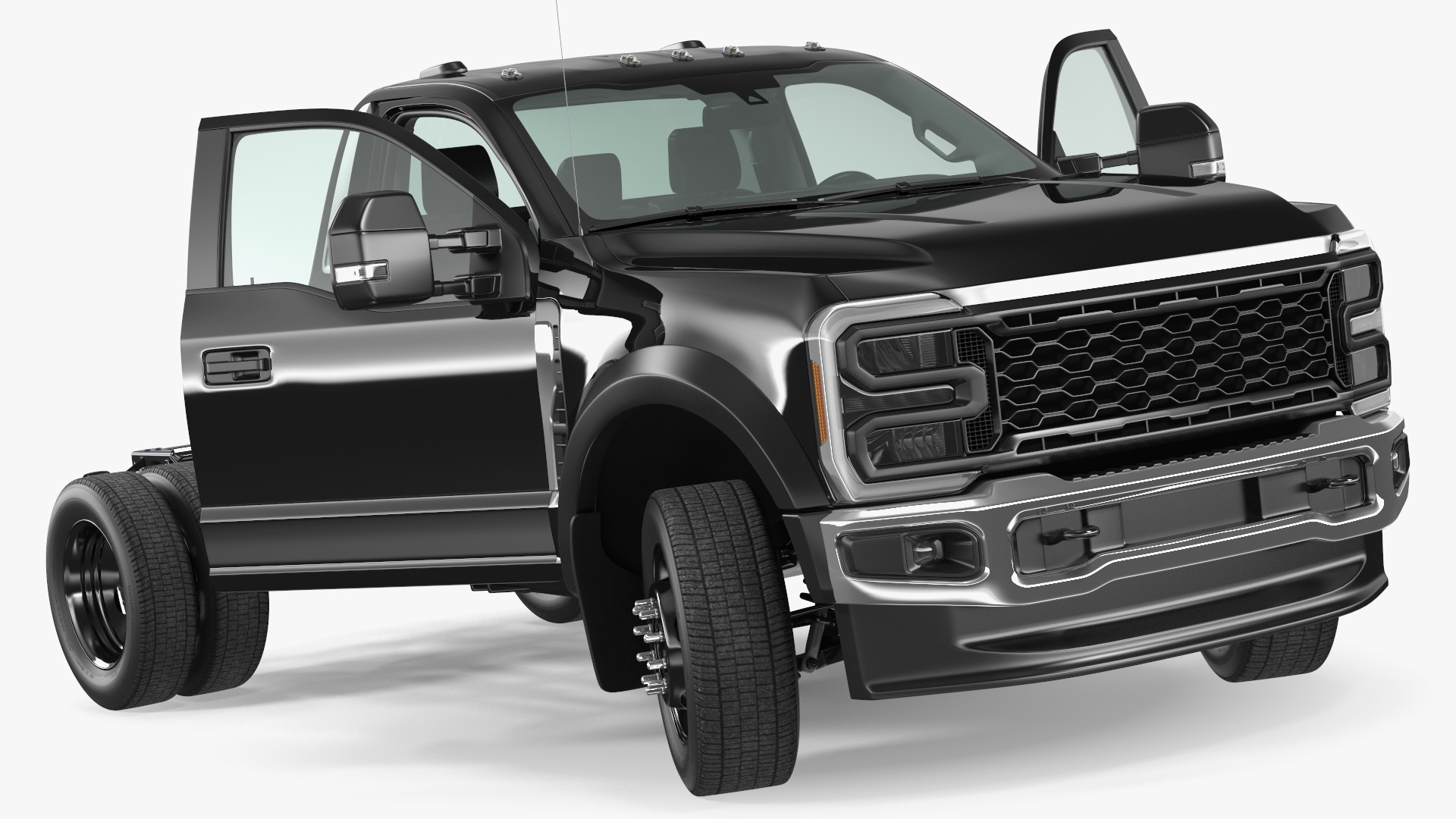 3D Two Doors Chassis Cab Black Rigged for Maya model