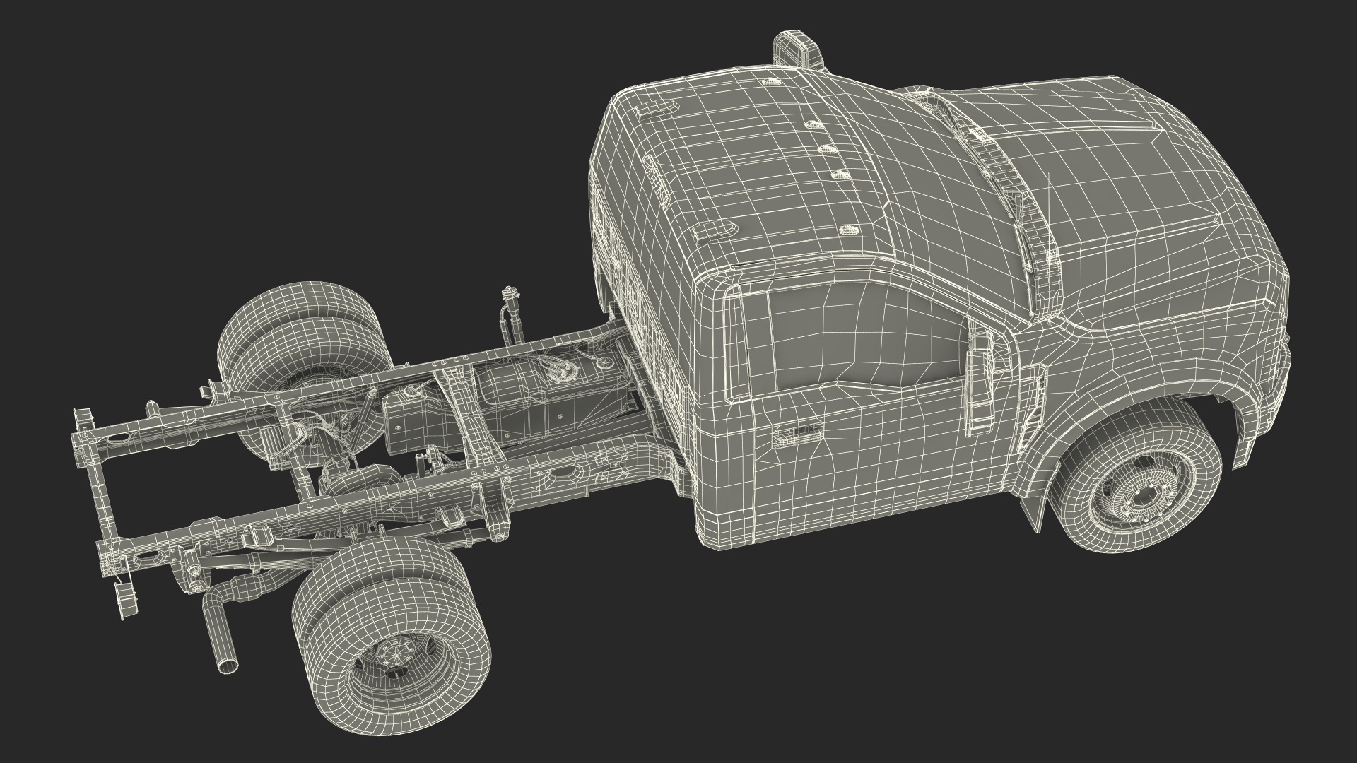 3D Two Doors Chassis Cab Black Rigged for Maya model