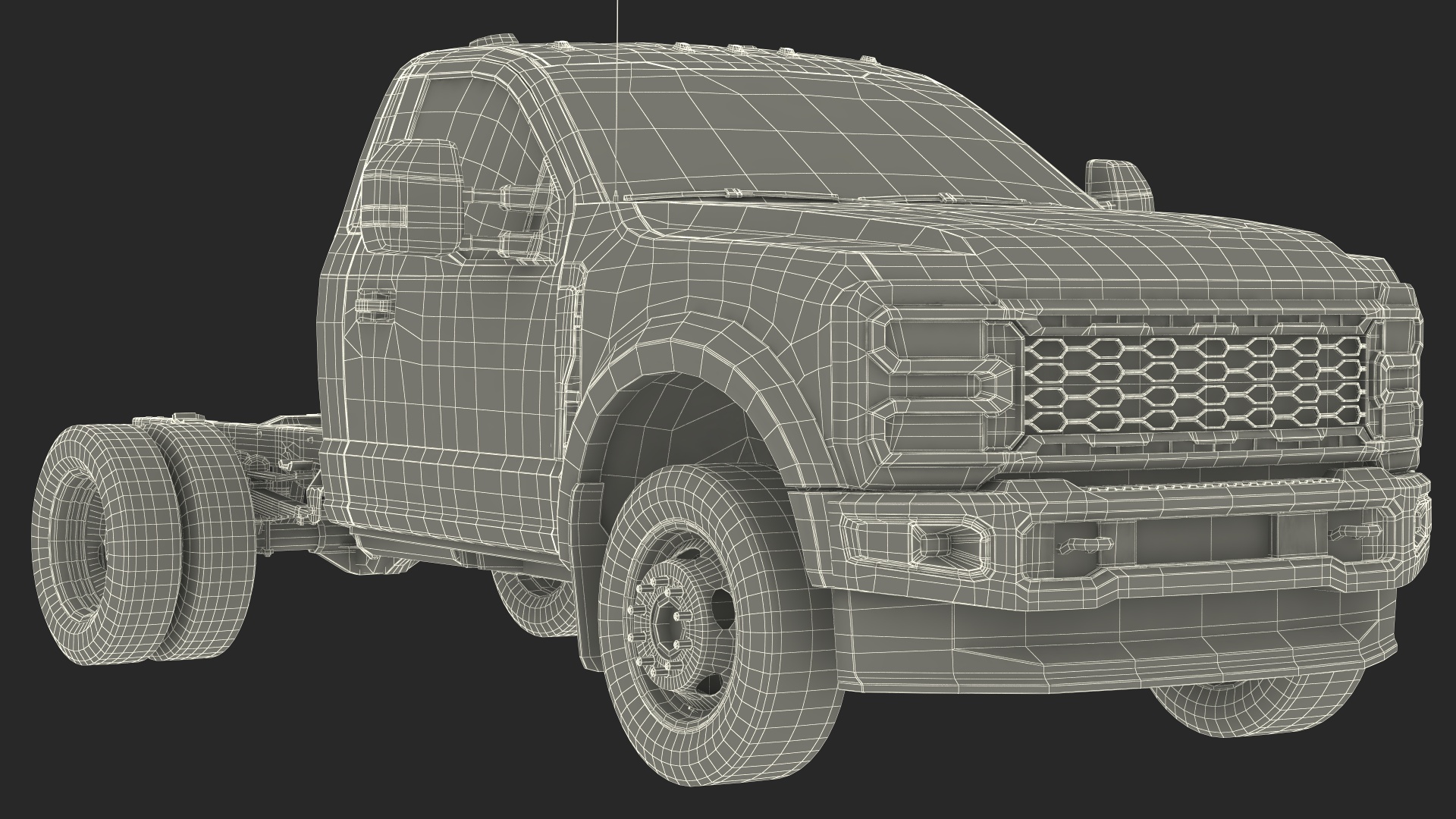 3D Two Doors Chassis Cab Black Rigged for Maya model
