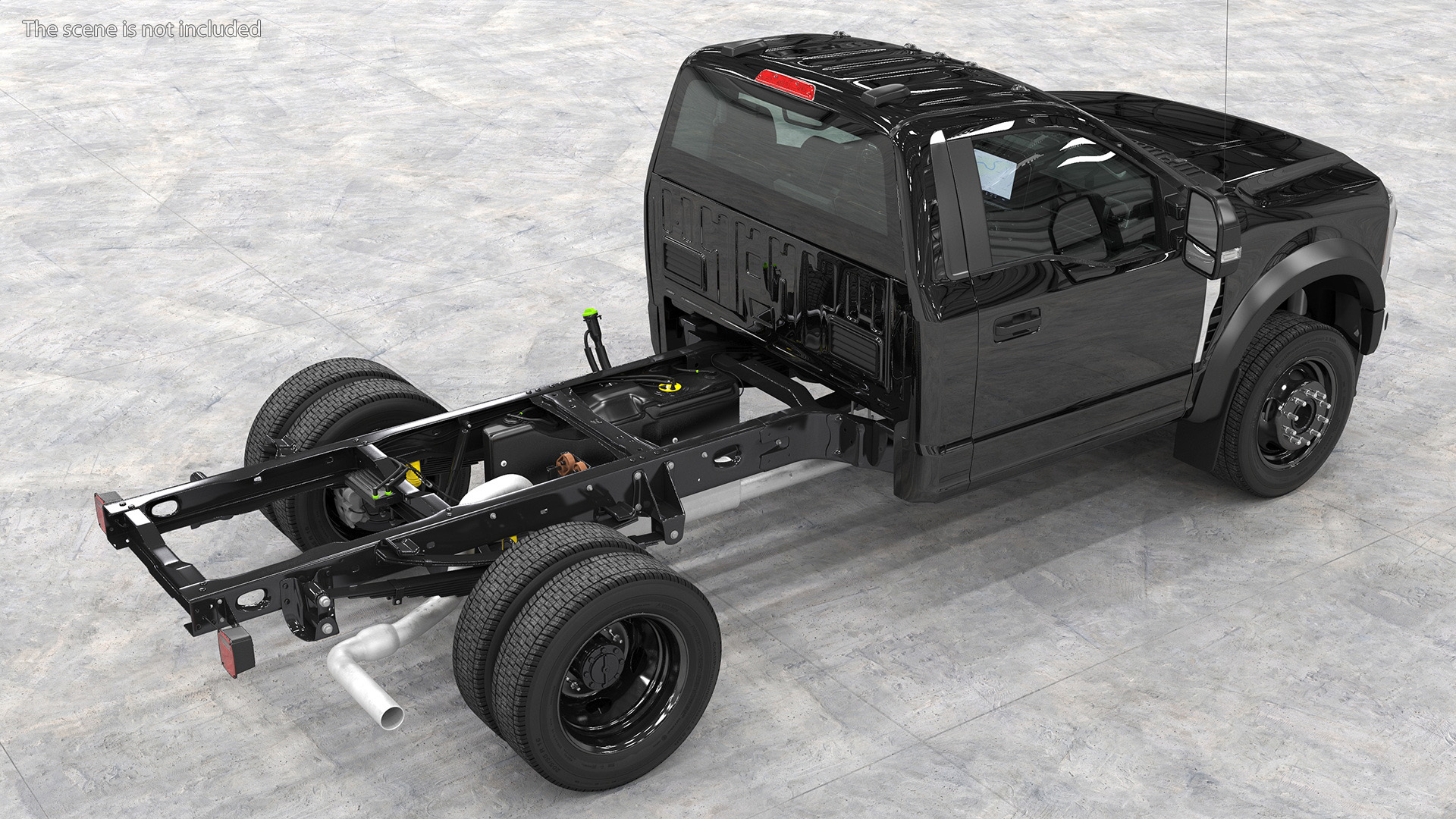 3D Two Doors Chassis Cab Black Rigged for Maya model