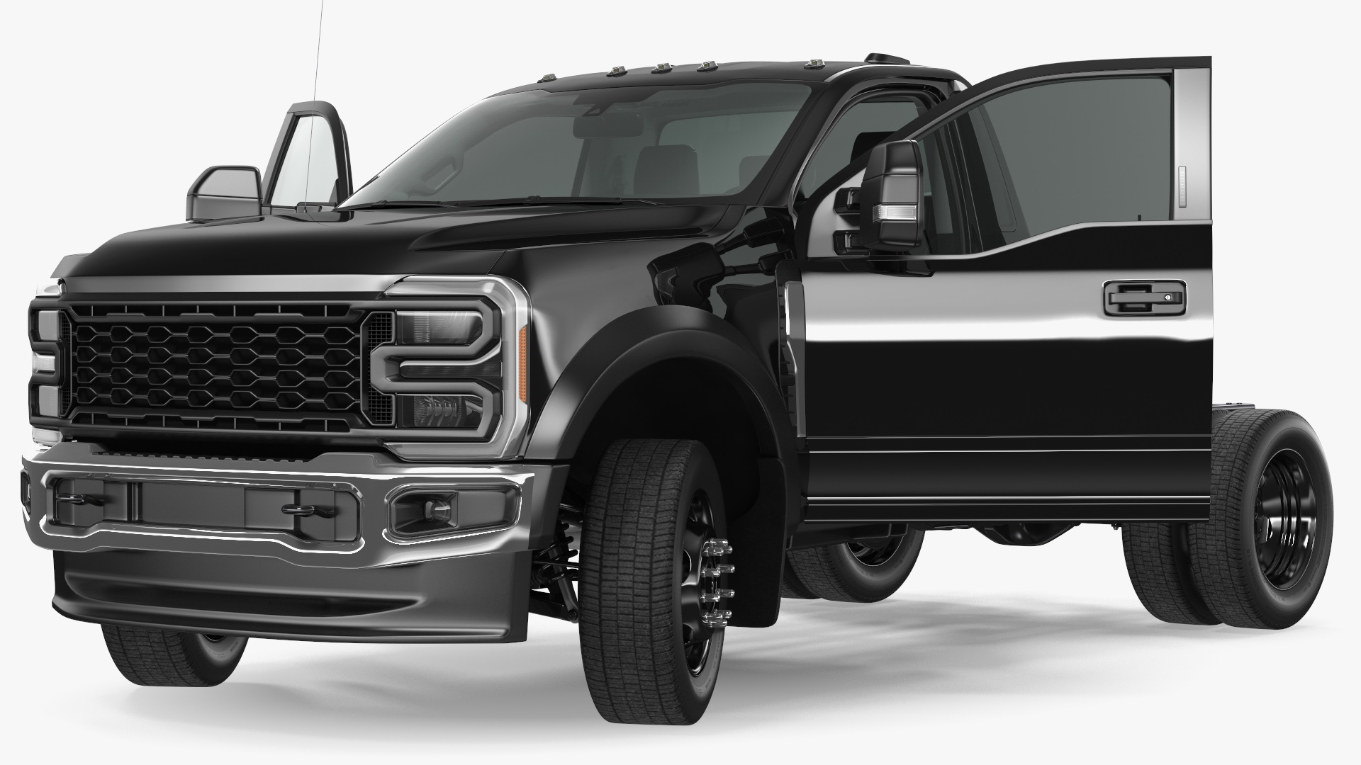 3D Two Doors Chassis Cab Black Rigged for Maya model