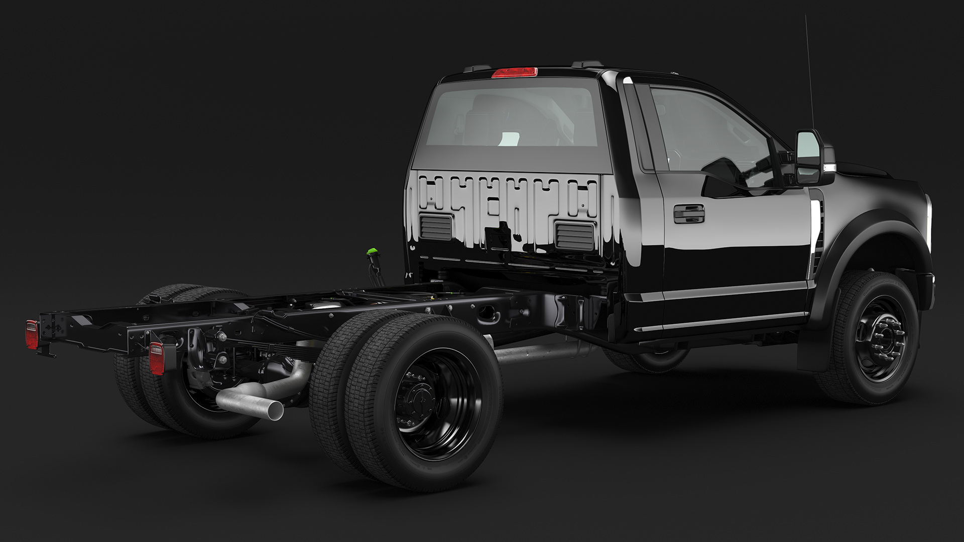 3D Two Doors Chassis Cab Black Rigged for Maya model