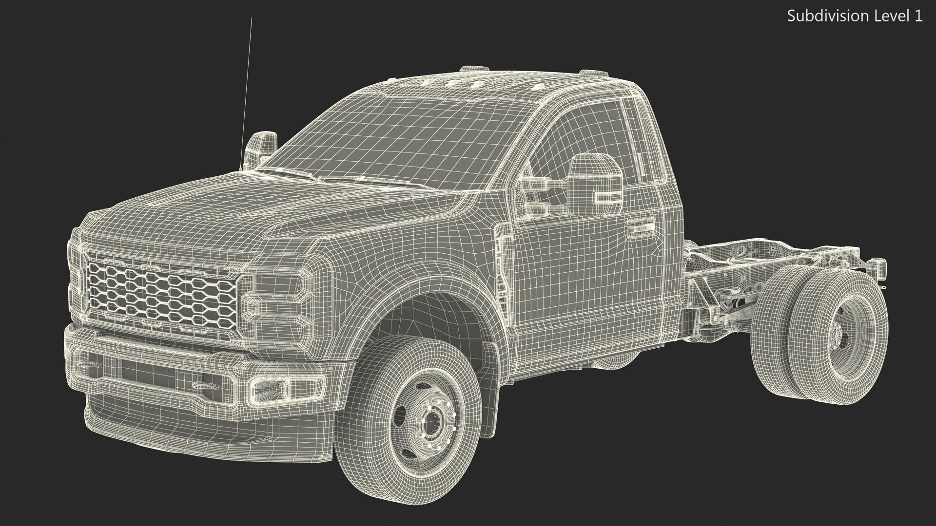 3D Two Doors Chassis Cab Black Rigged for Maya model