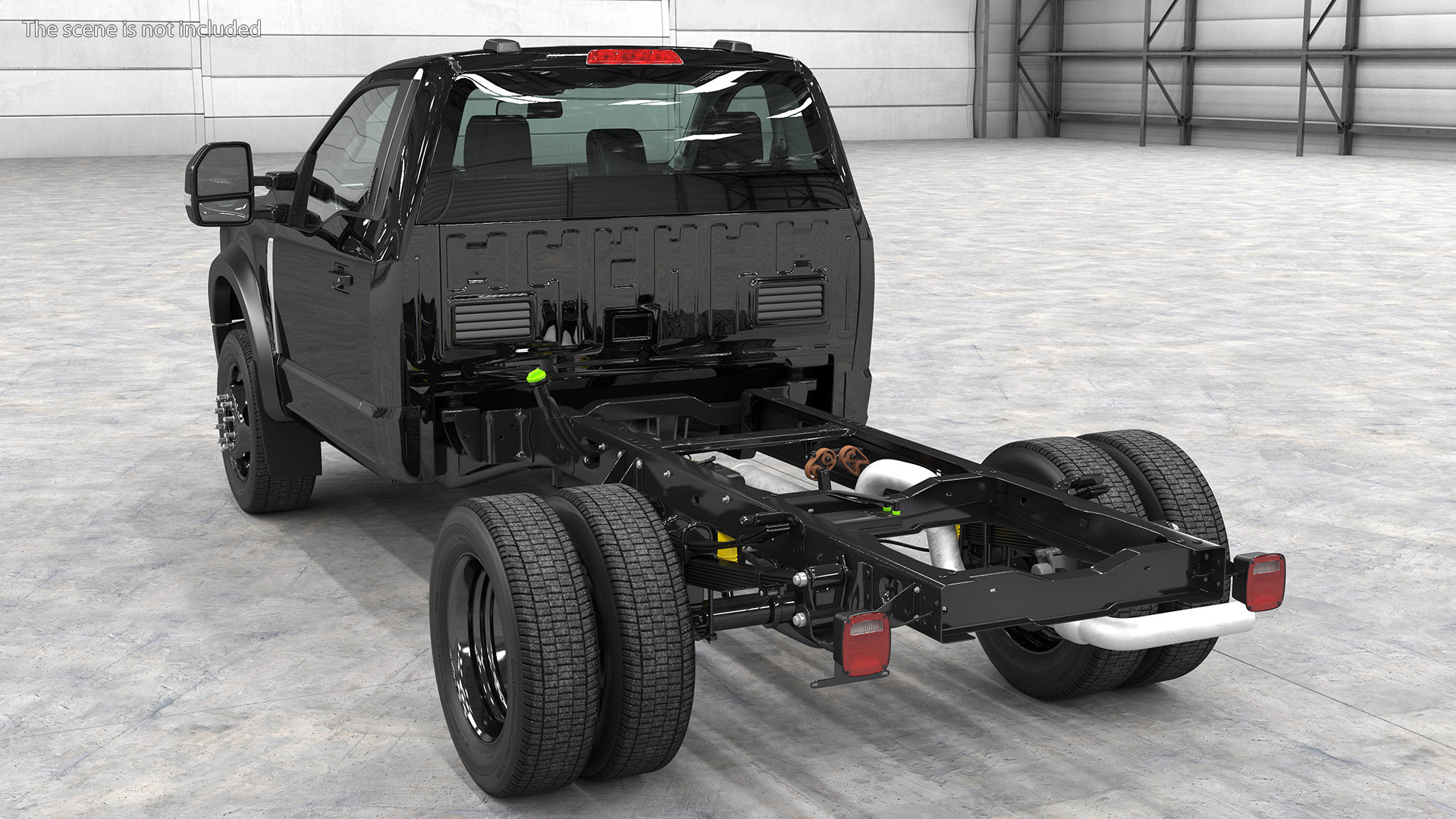 3D Two Doors Chassis Cab Black Rigged for Maya model